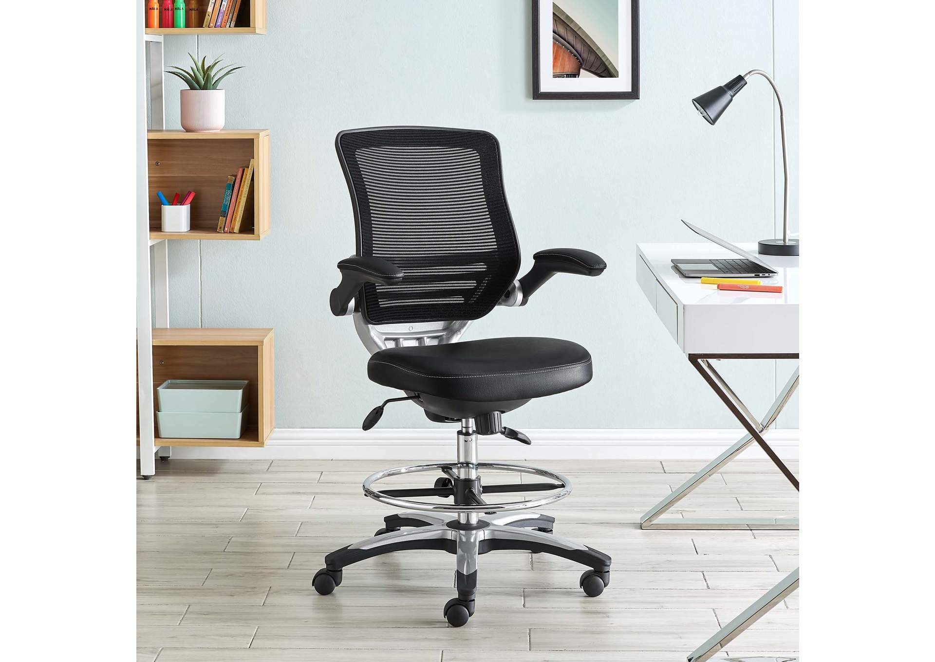 Black Edge Drafting Chair,Modway