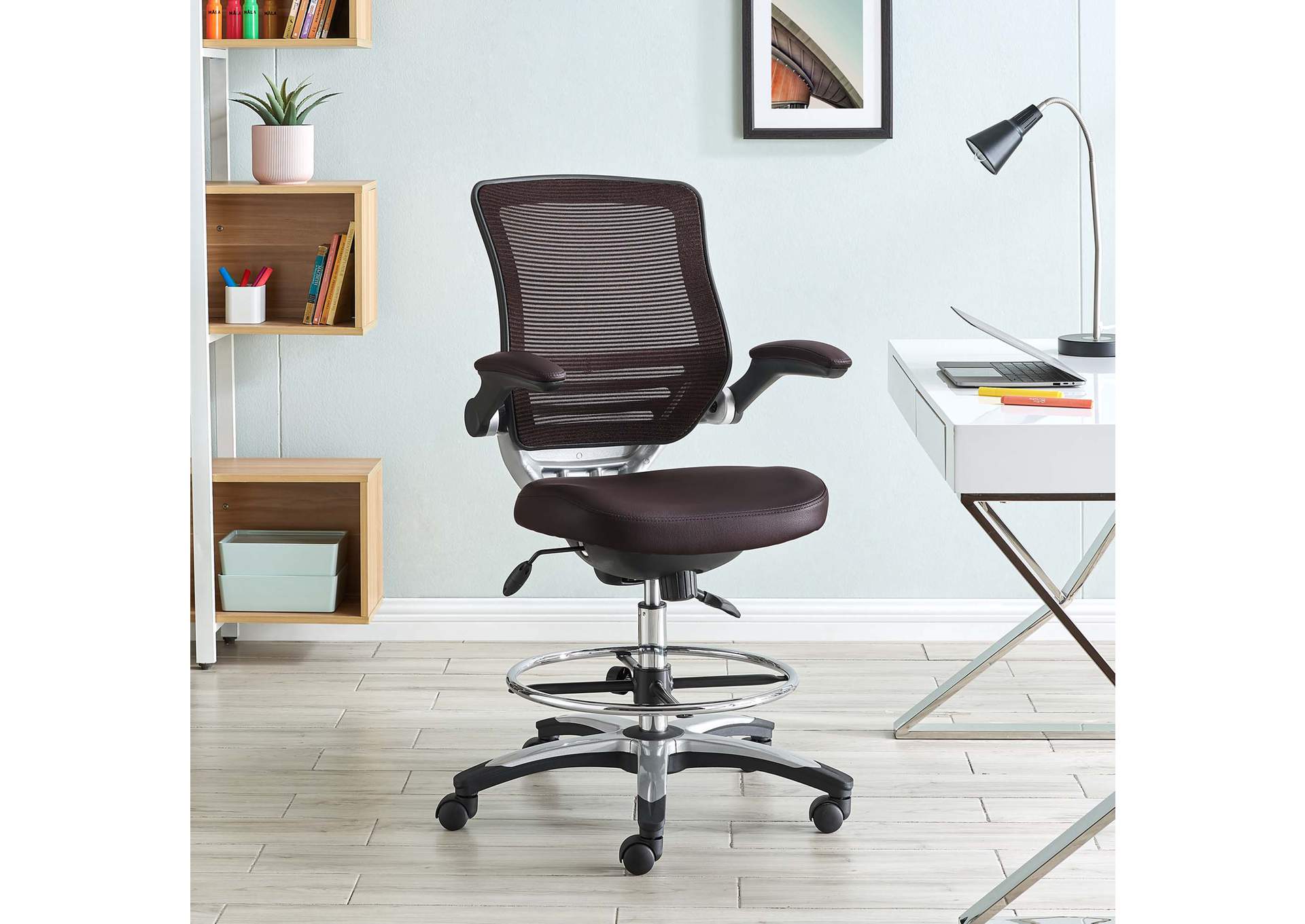 Brown Edge Drafting Chair,Modway