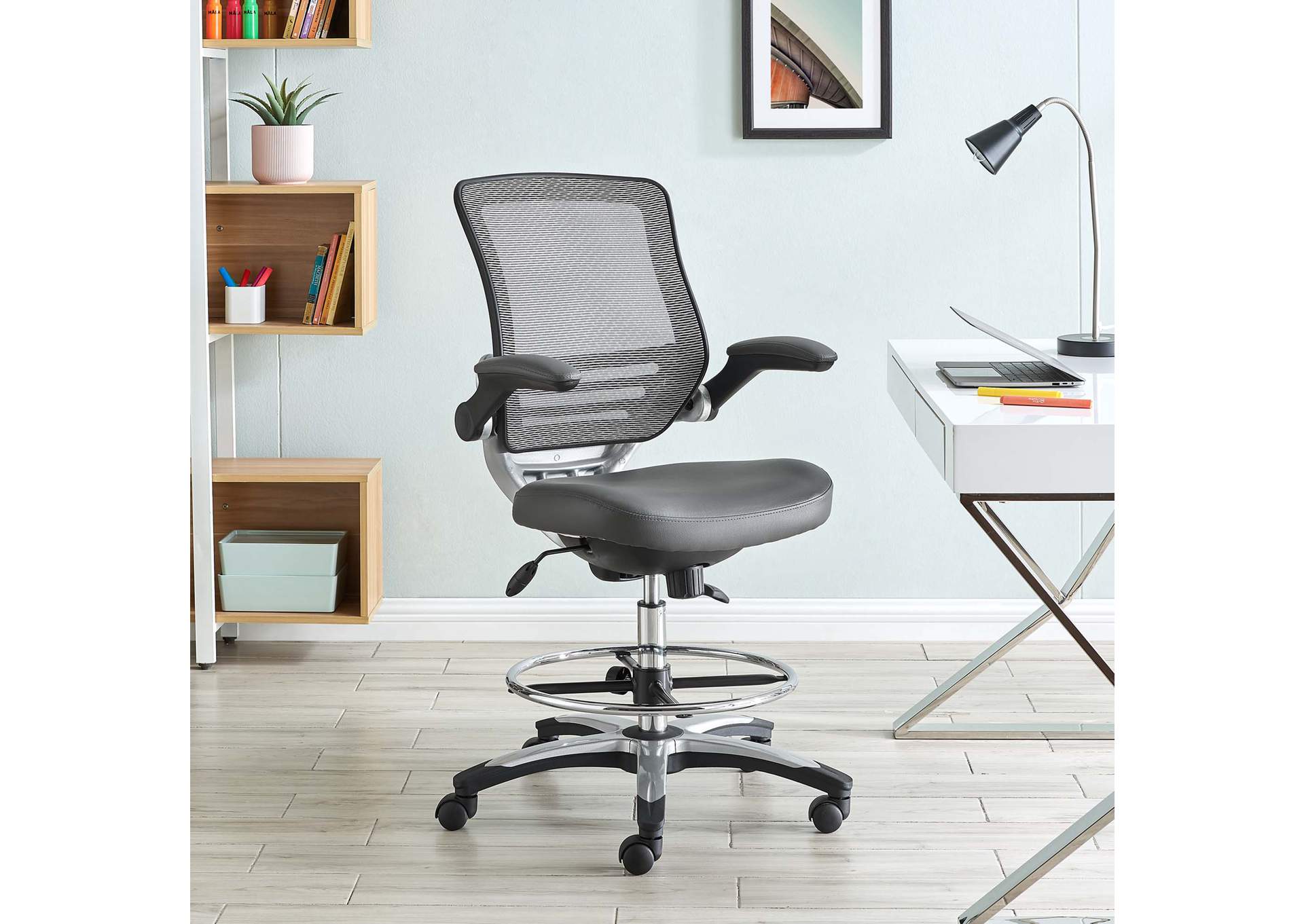 Gray Edge Drafting Chair,Modway