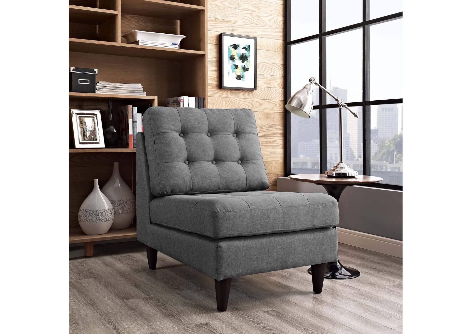 Gray Empress Upholstered Fabric Lounge Chair,Modway