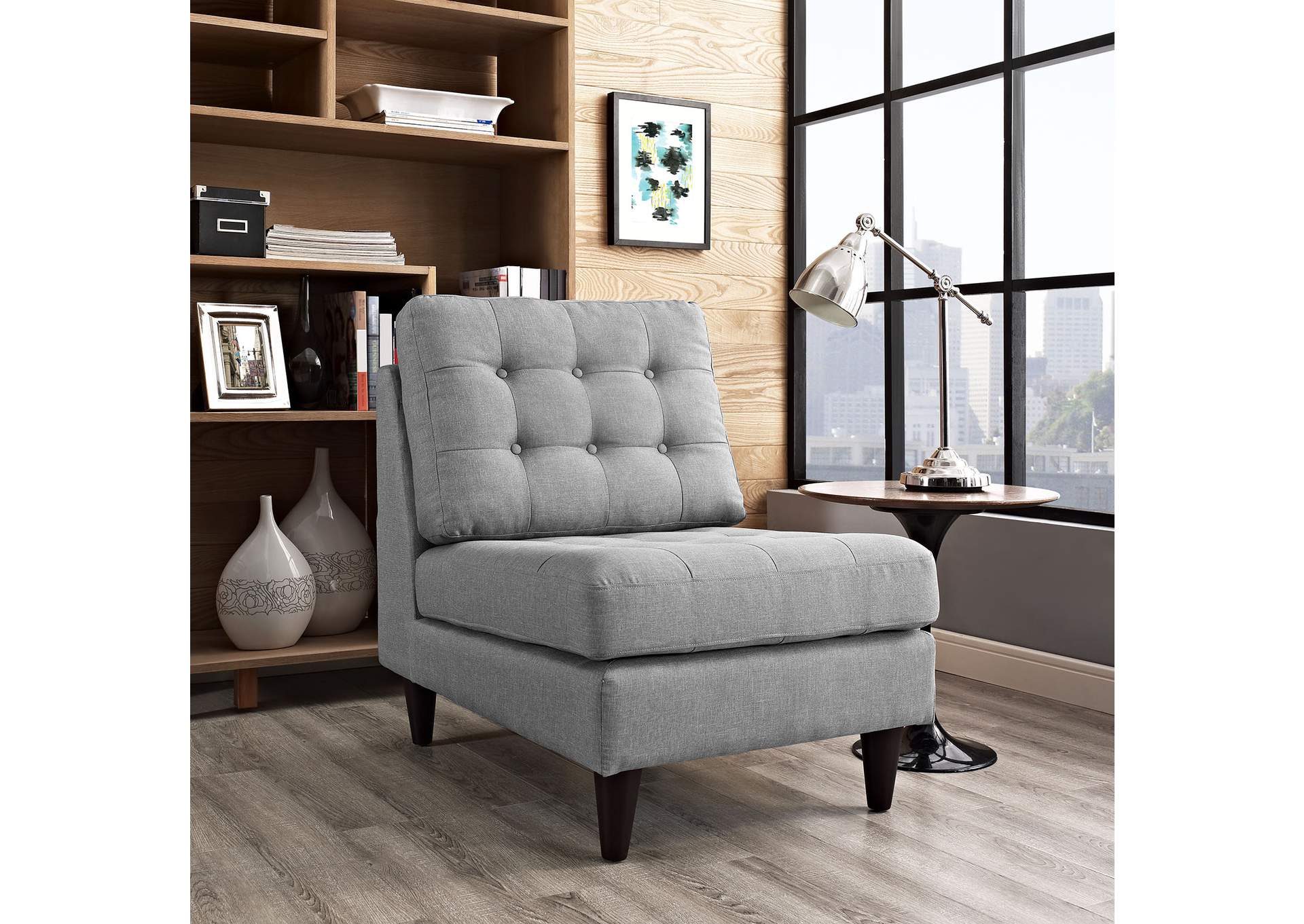 Light Gray Empress Upholstered Fabric Lounge Chair,Modway