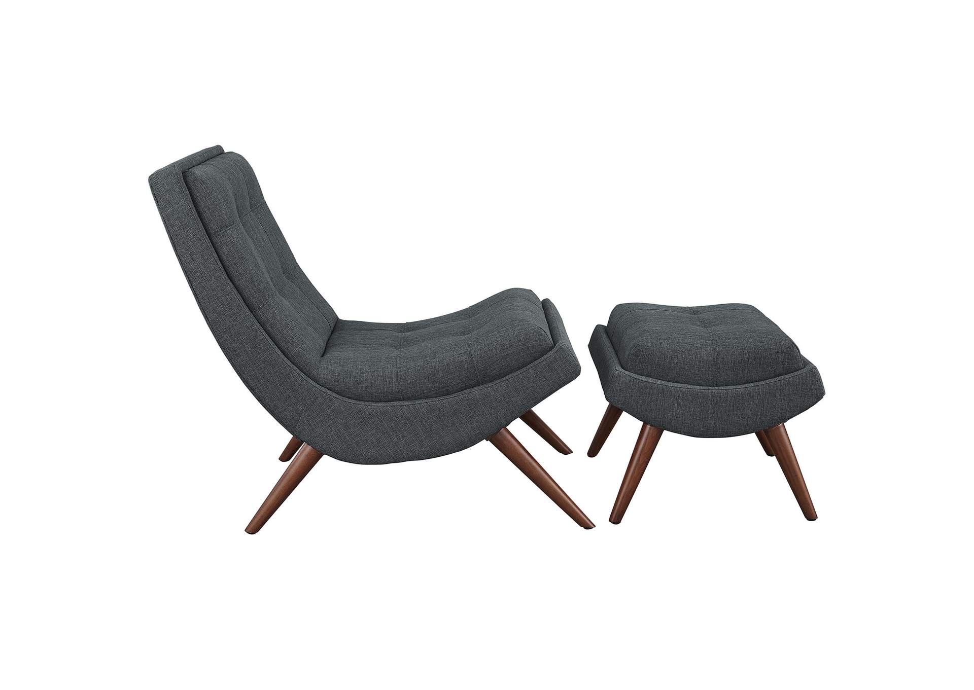 Gray Ramp Upholstered Fabric Lounge Chair Set,Modway