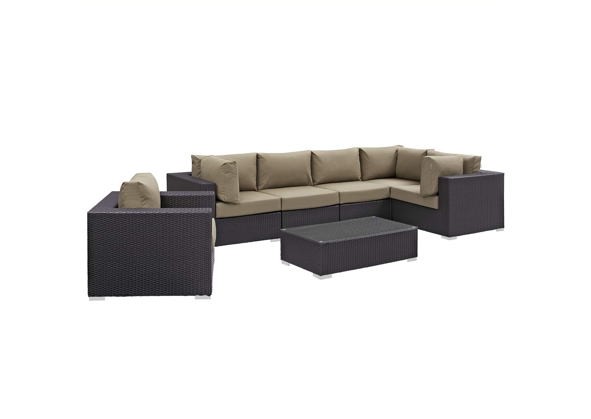 Convene Espresso Mocha 7 Piece Outdoor Patio Sectional Set,Modway