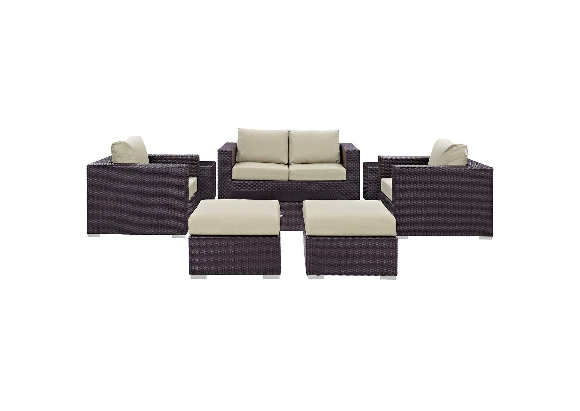 Convene Espresso Beige 8 Piece Outdoor Patio Sofa Set,Modway