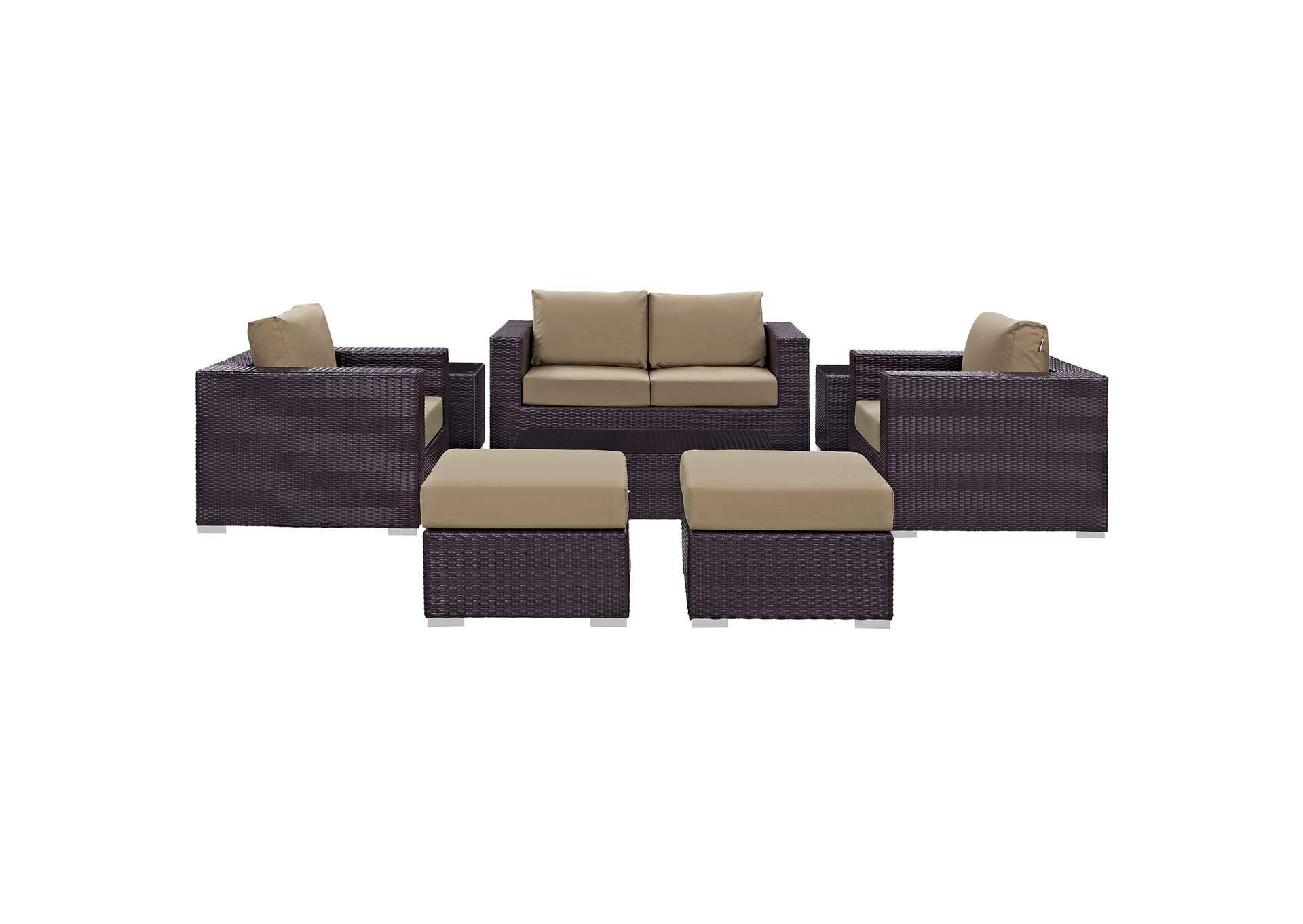 Convene Espresso Mocha 8 Piece Outdoor Patio Sofa Set,Modway