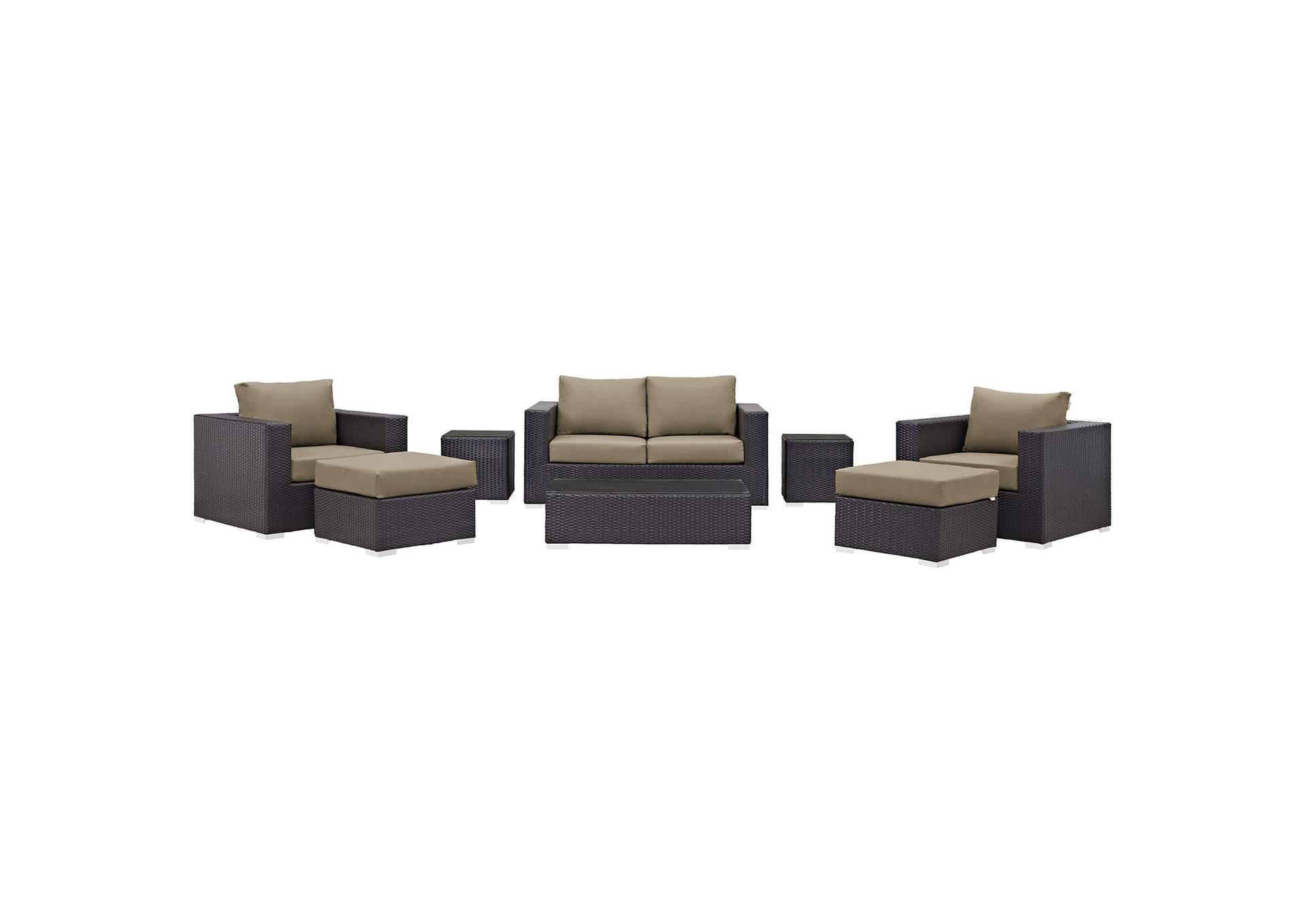 Convene Espresso Mocha 8 Piece Outdoor Patio Sofa Set,Modway