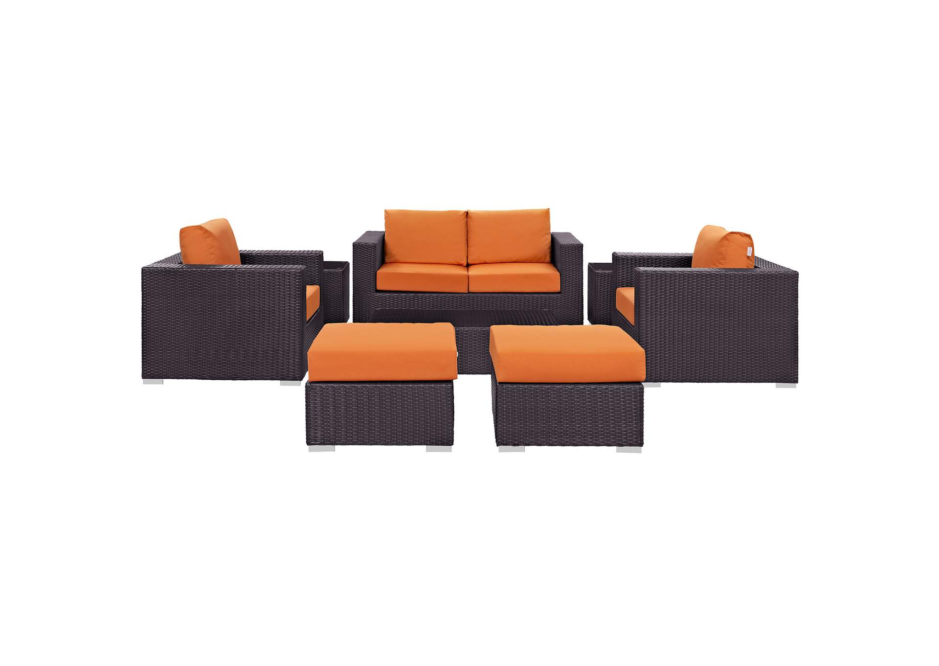 Convene Espresso Orange 8 Piece Outdoor Patio Sofa Set,Modway