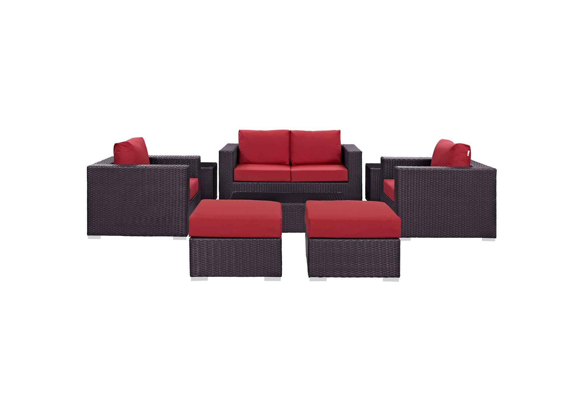 Convene Espresso Red 8 Piece Outdoor Patio Sofa Set,Modway