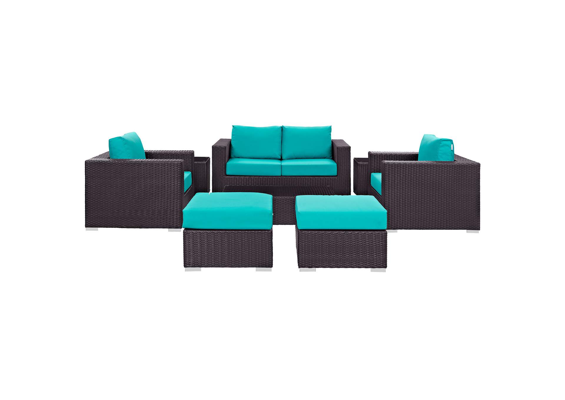 Convene Espresso Turquoise 8 Piece Outdoor Patio Sofa Set,Modway