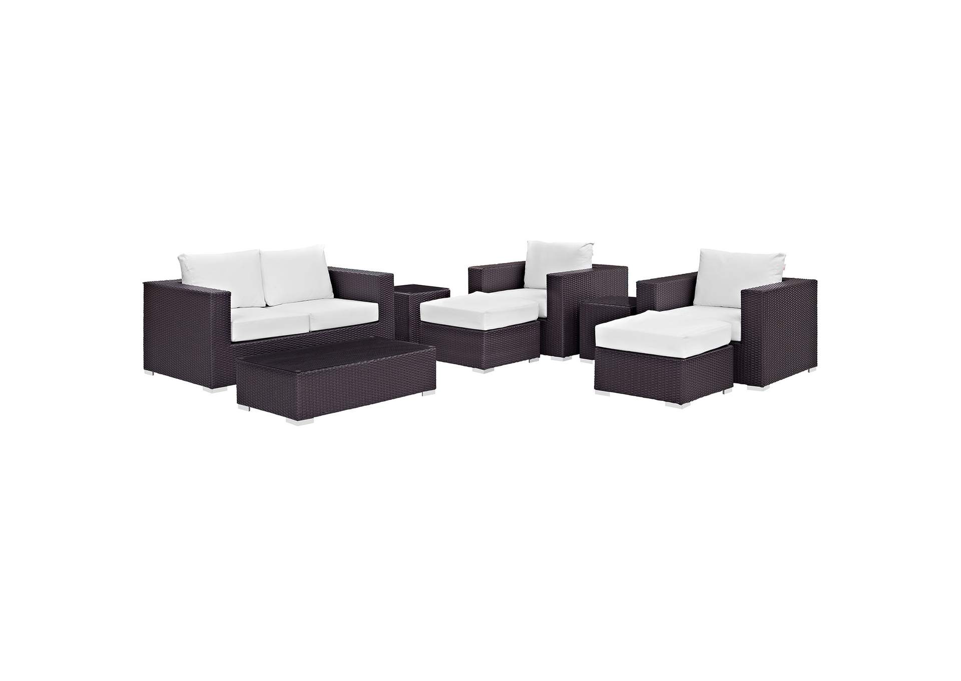 Convene Espresso White 8 Piece Outdoor Patio Sofa Set,Modway