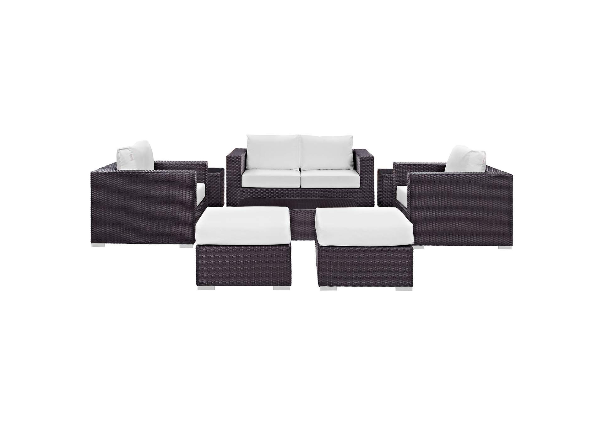 Convene Espresso White 8 Piece Outdoor Patio Sofa Set,Modway