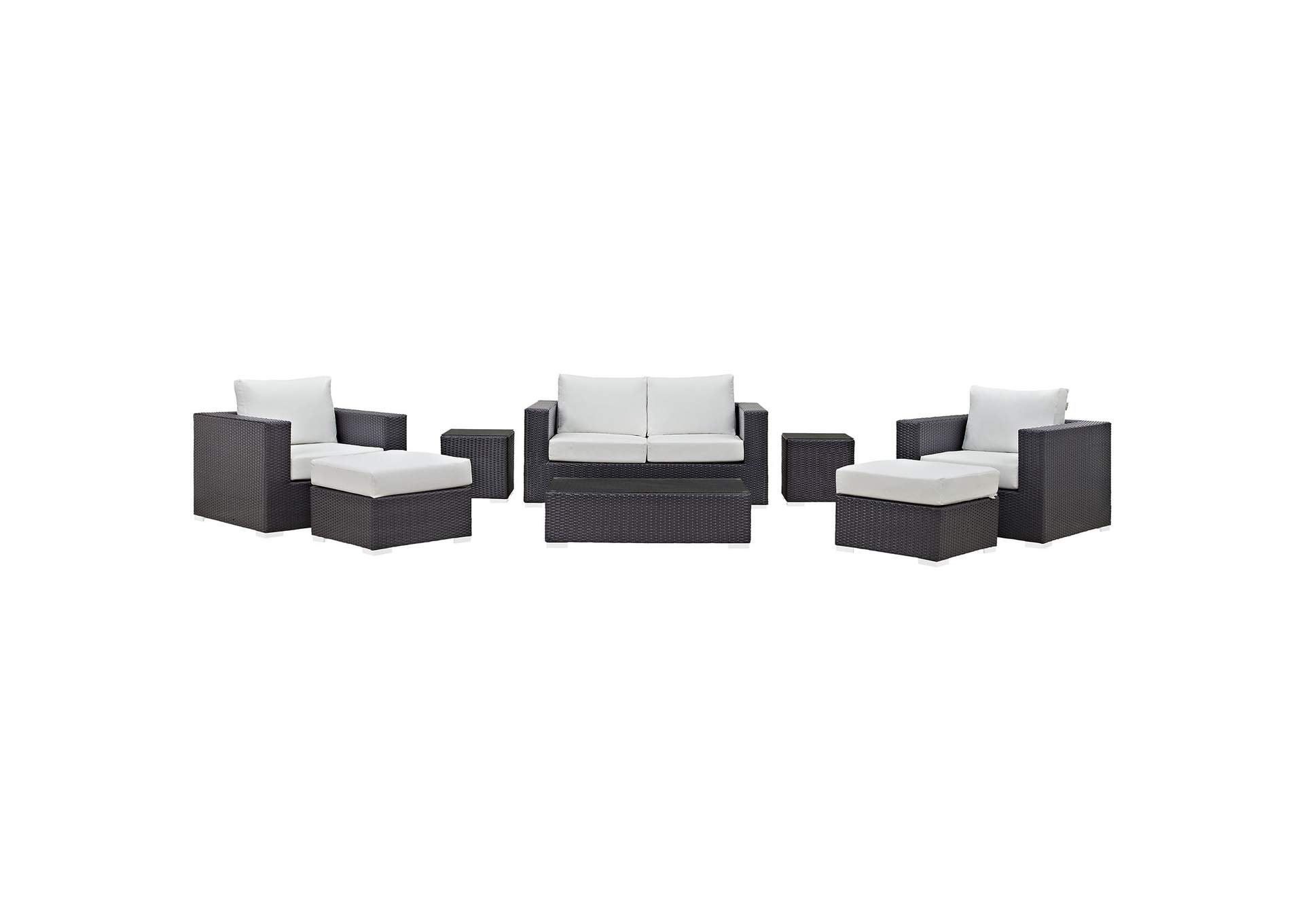 Convene Espresso White 8 Piece Outdoor Patio Sofa Set,Modway