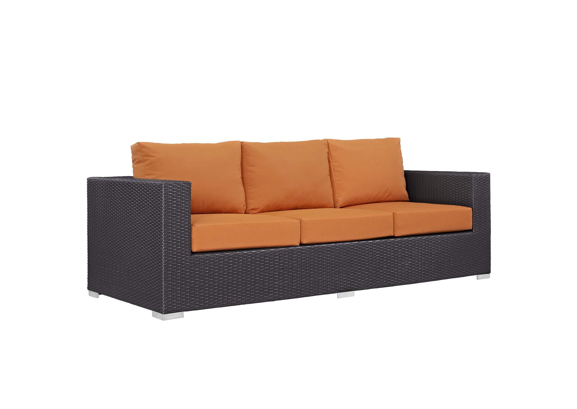 Convene Espresso Orange 9 Piece Outdoor Patio Sofa Set,Modway