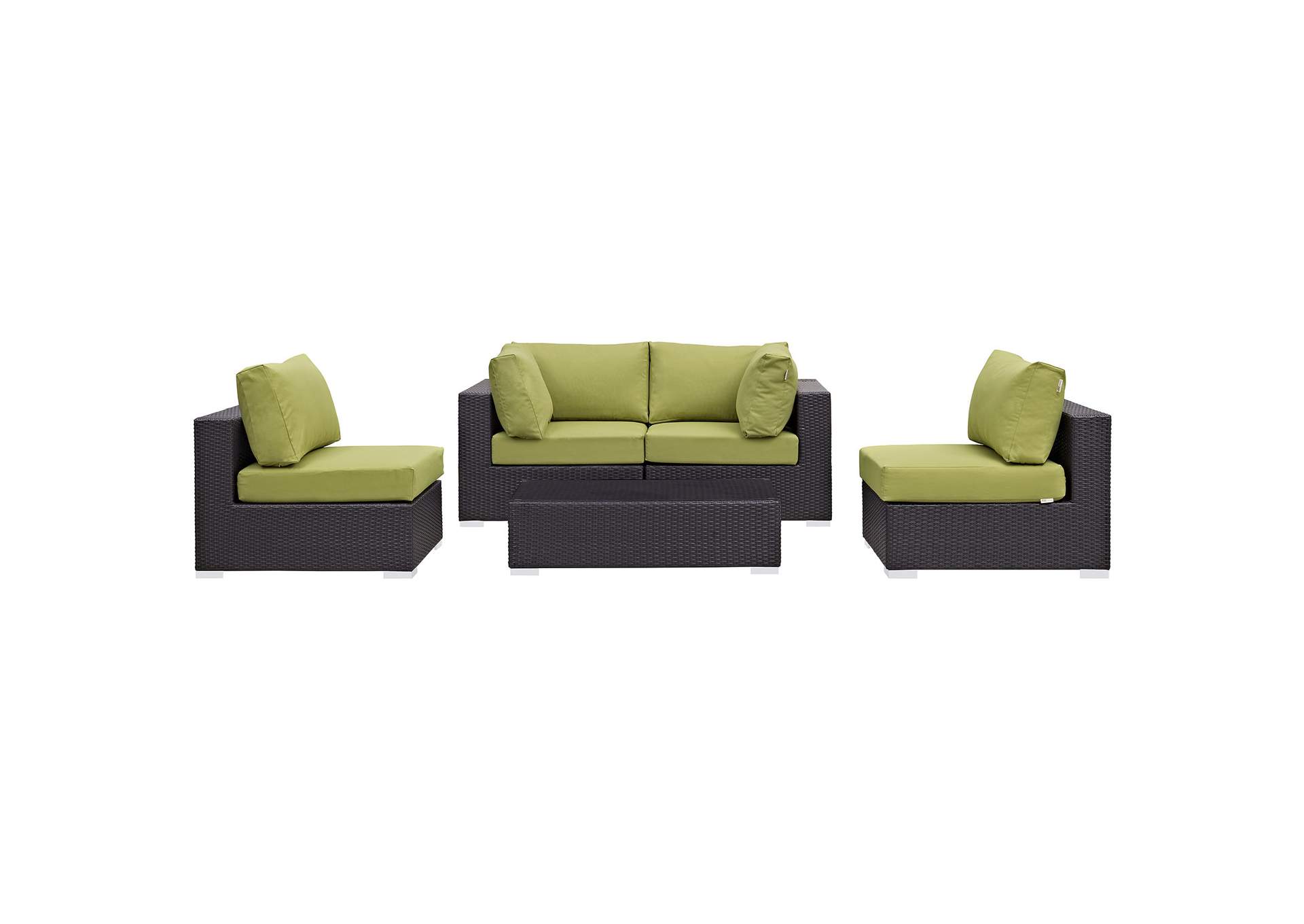 Convene Espresso Peridot 5 Piece Outdoor Patio Sectional Set,Modway