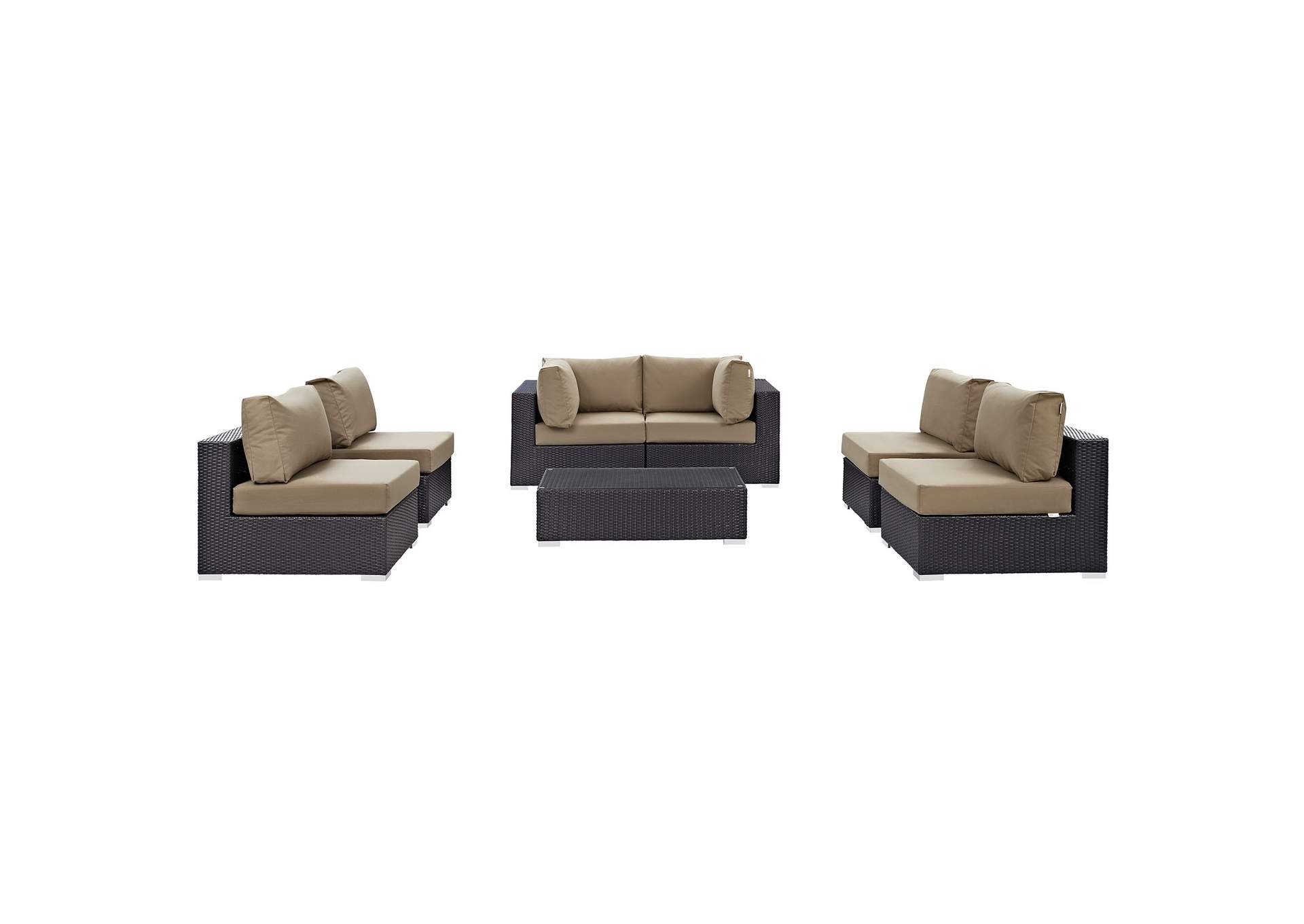 Convene Espresso Mocha 7 Piece Outdoor Patio Sectional Set,Modway