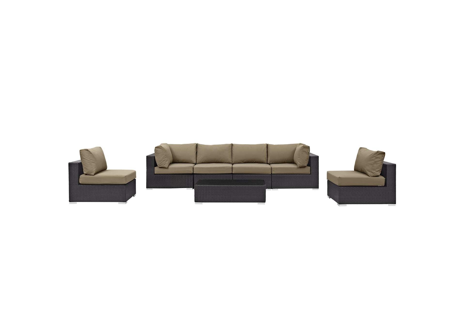 Convene Espresso Mocha 7 Piece Outdoor Patio Sectional Set,Modway