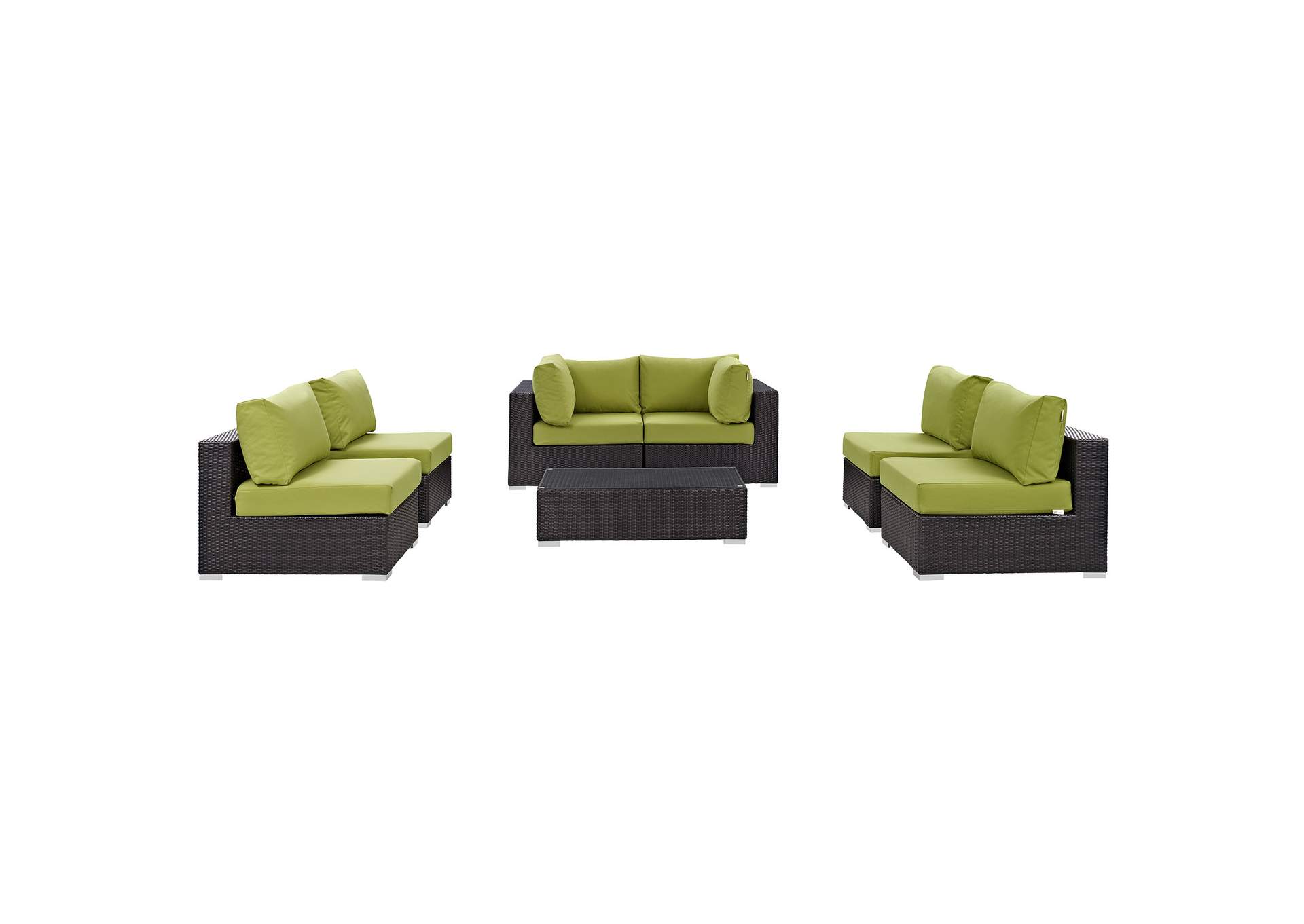 Convene Espresso Peridot 7 Piece Outdoor Patio Sectional Set,Modway