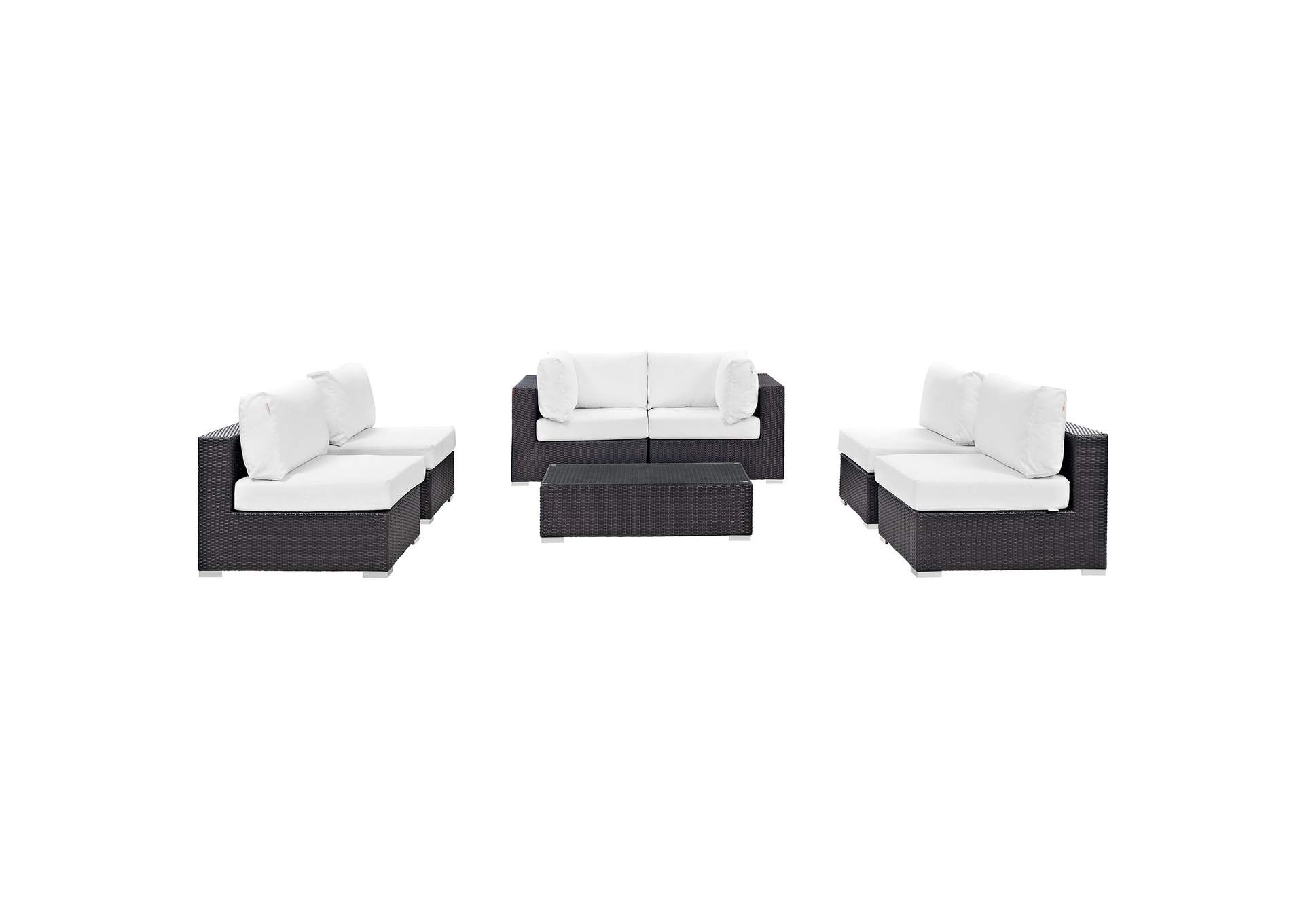 Convene Espresso White 7 Piece Outdoor Patio Sectional Set,Modway