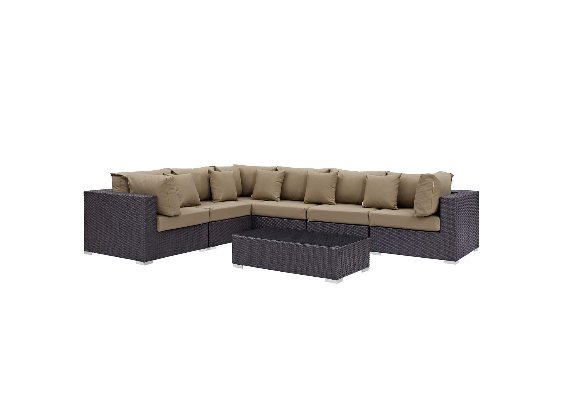 Convene Espresso Mocha 7 Piece Outdoor Patio Sectional Set,Modway