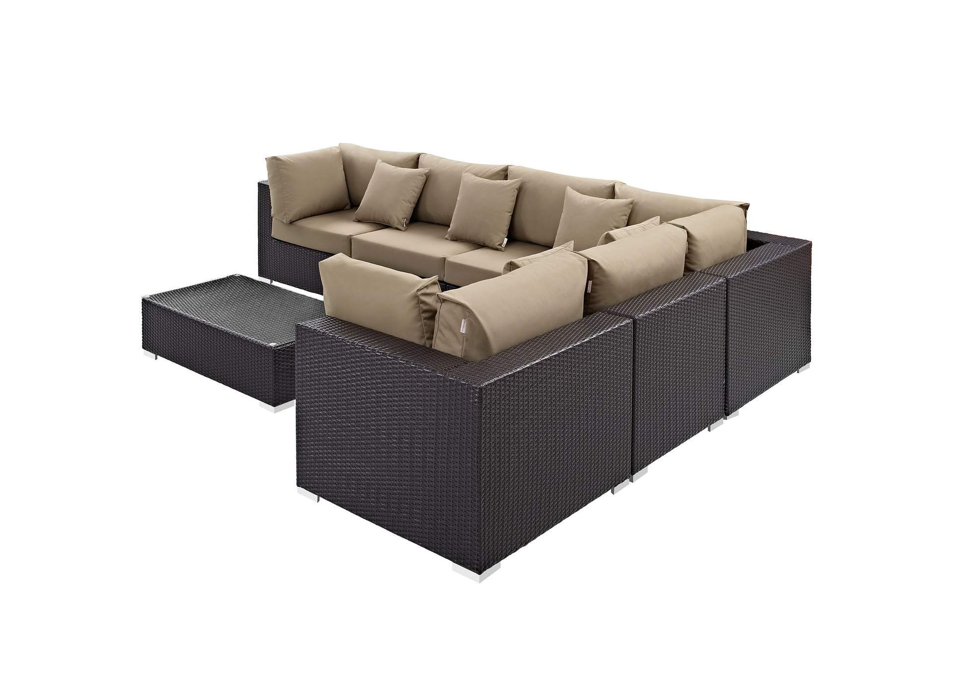 Convene Espresso Mocha 7 Piece Outdoor Patio Sectional Set,Modway