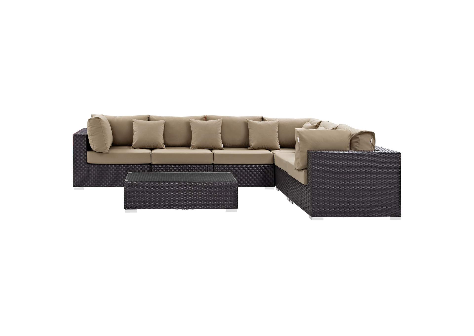 Convene Espresso Mocha 7 Piece Outdoor Patio Sectional Set,Modway