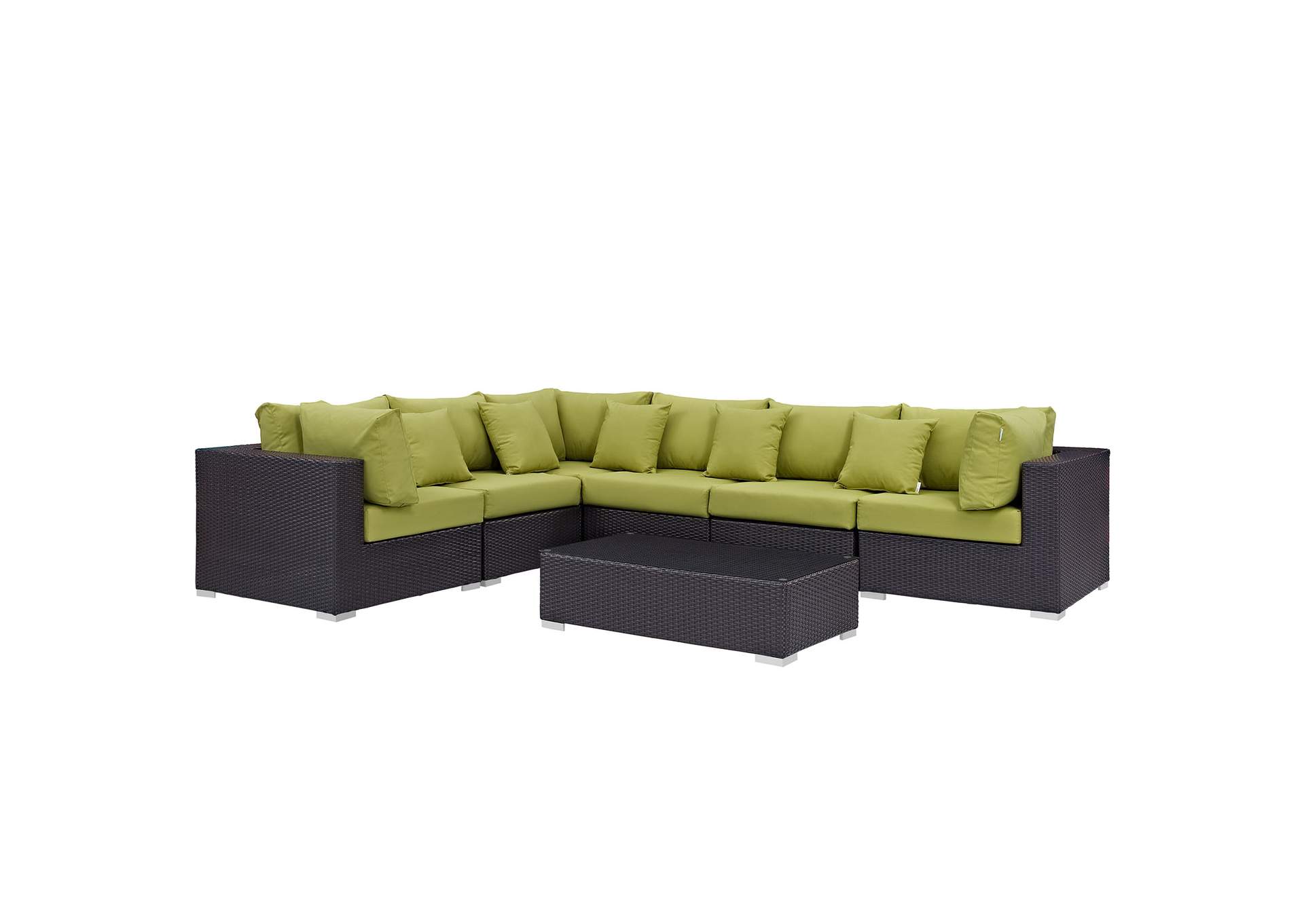 Convene Expresso Peridot 7 Piece Outdoor Patio Sectional Set,Modway