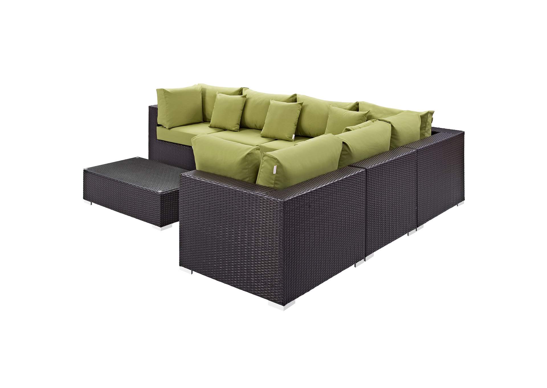 Convene Expresso Peridot 7 Piece Outdoor Patio Sectional Set,Modway