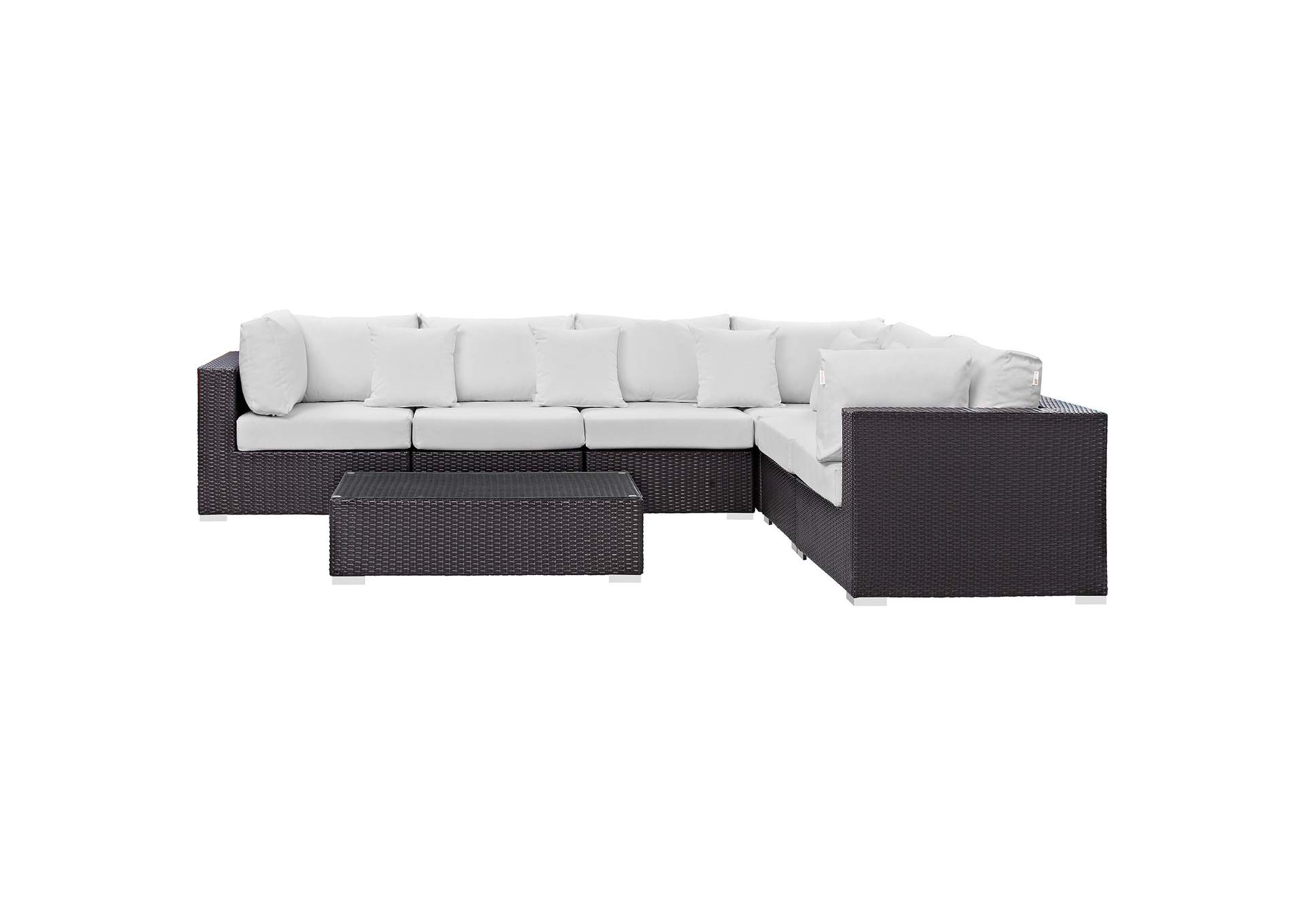 Convene Espresso White 7 Piece Outdoor Patio Sectional Set,Modway