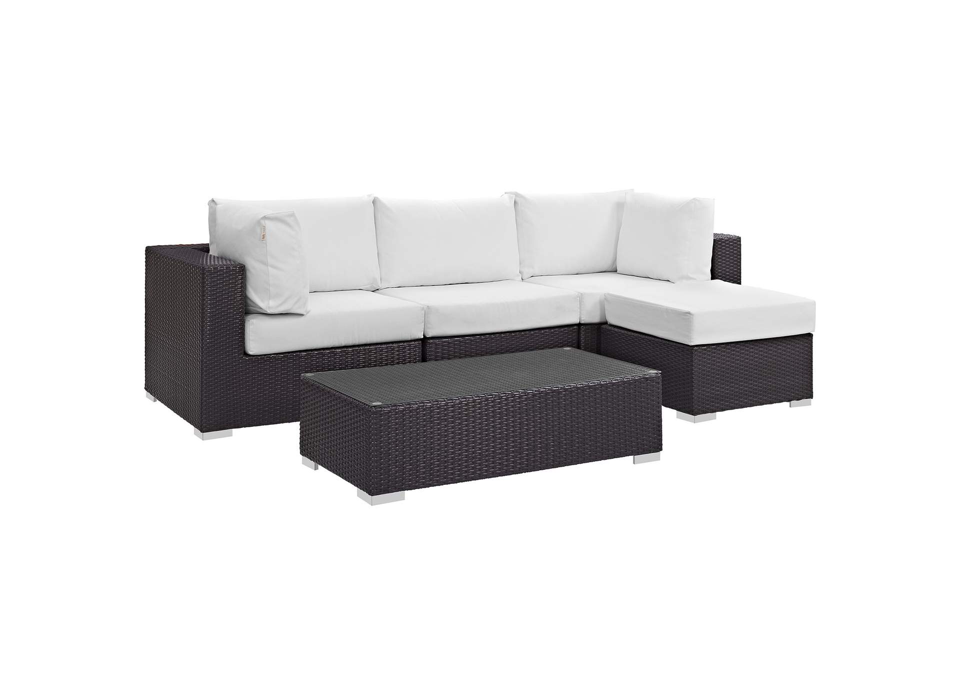 Convene Espresso White 5 Piece Outdoor Patio Sectional Set,Modway