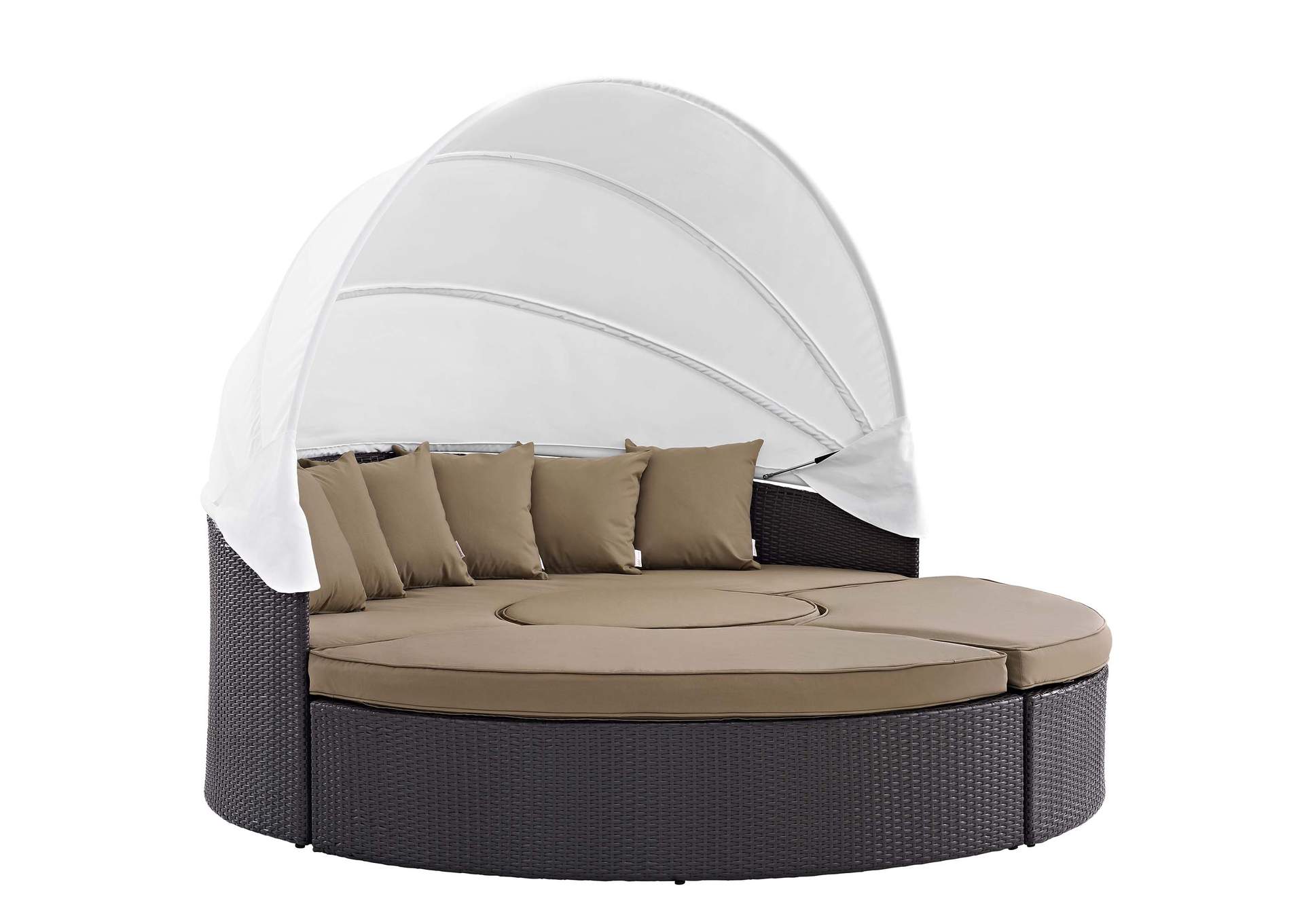 Espresso Mocha Convene Canopy Outdoor Patio Daybed,Modway