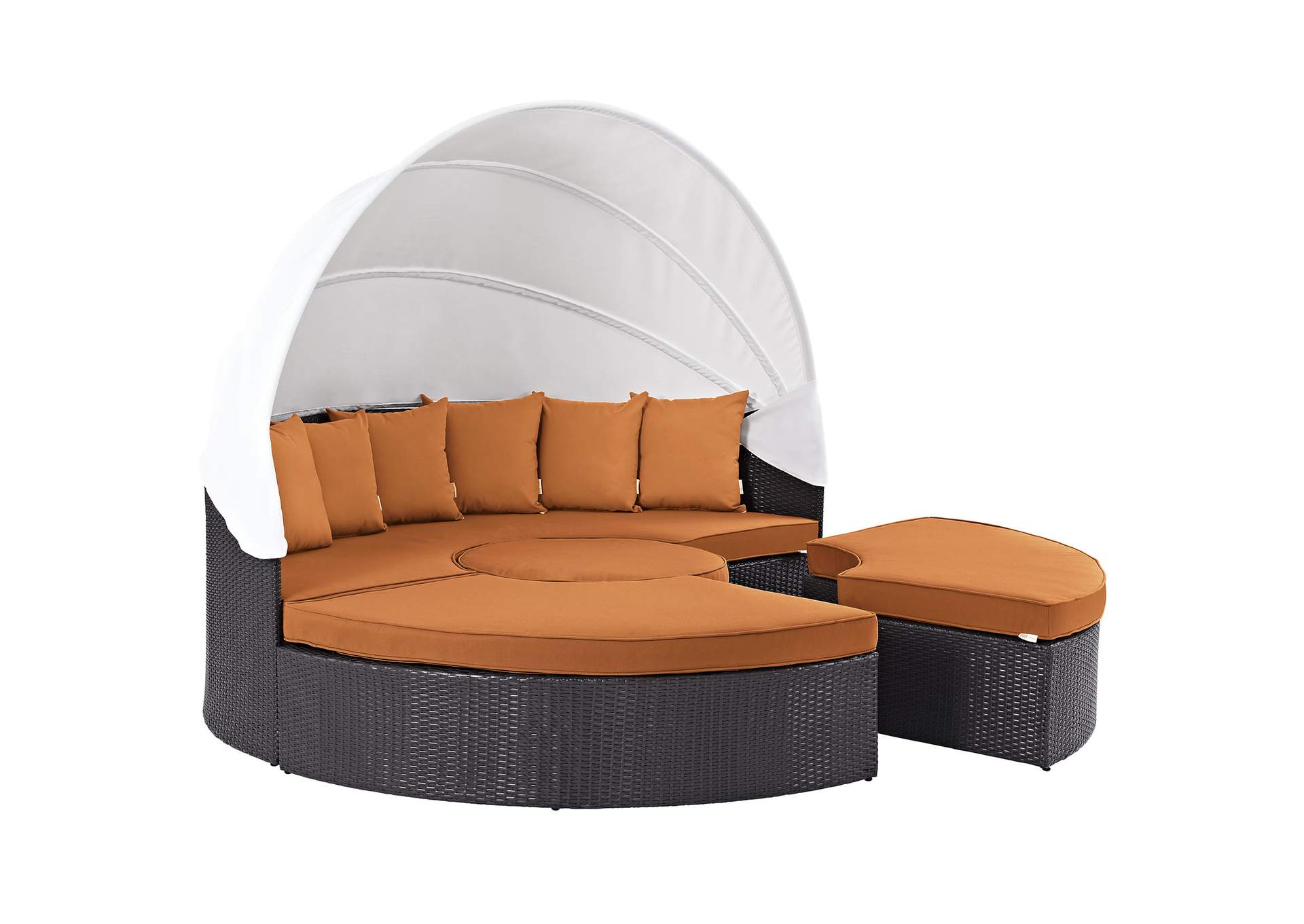 Espresso Orange Convene Canopy Outdoor Patio Daybed,Modway