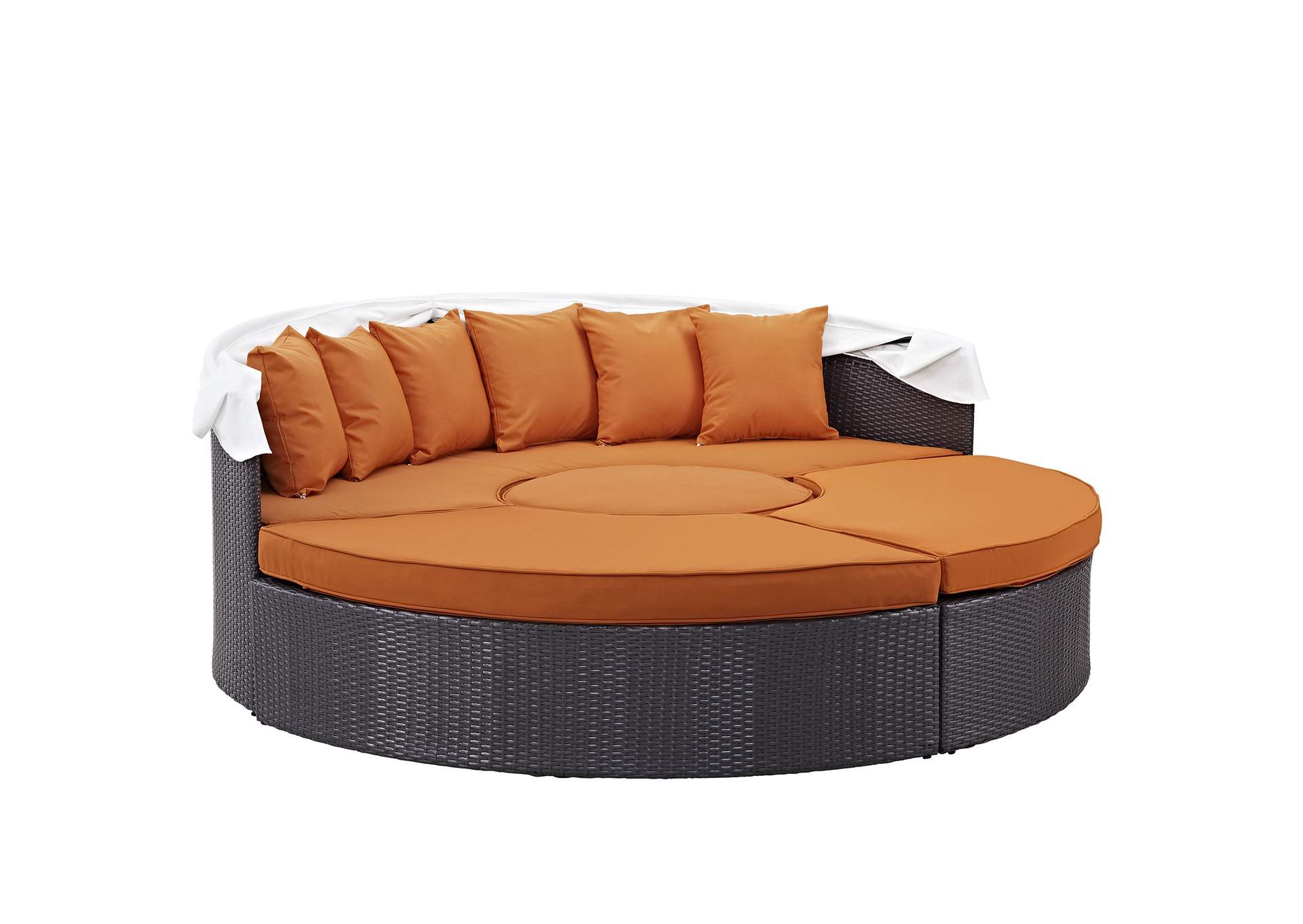 Espresso Orange Convene Canopy Outdoor Patio Daybed,Modway