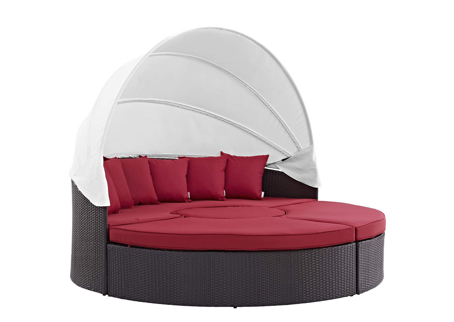 Espresso Red Convene Canopy Outdoor Patio Daybed,Modway