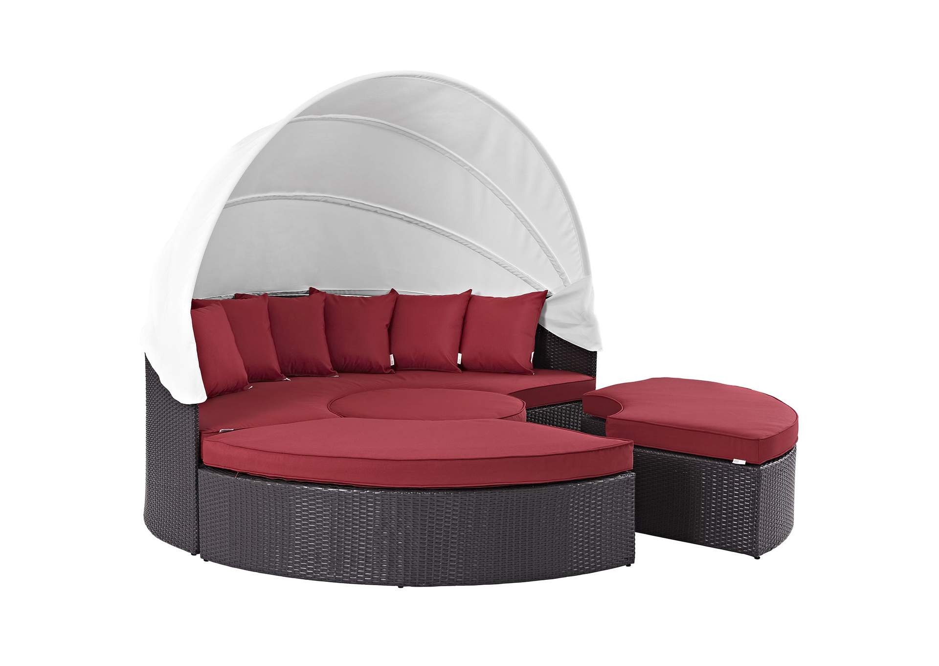 Espresso Red Convene Canopy Outdoor Patio Daybed,Modway