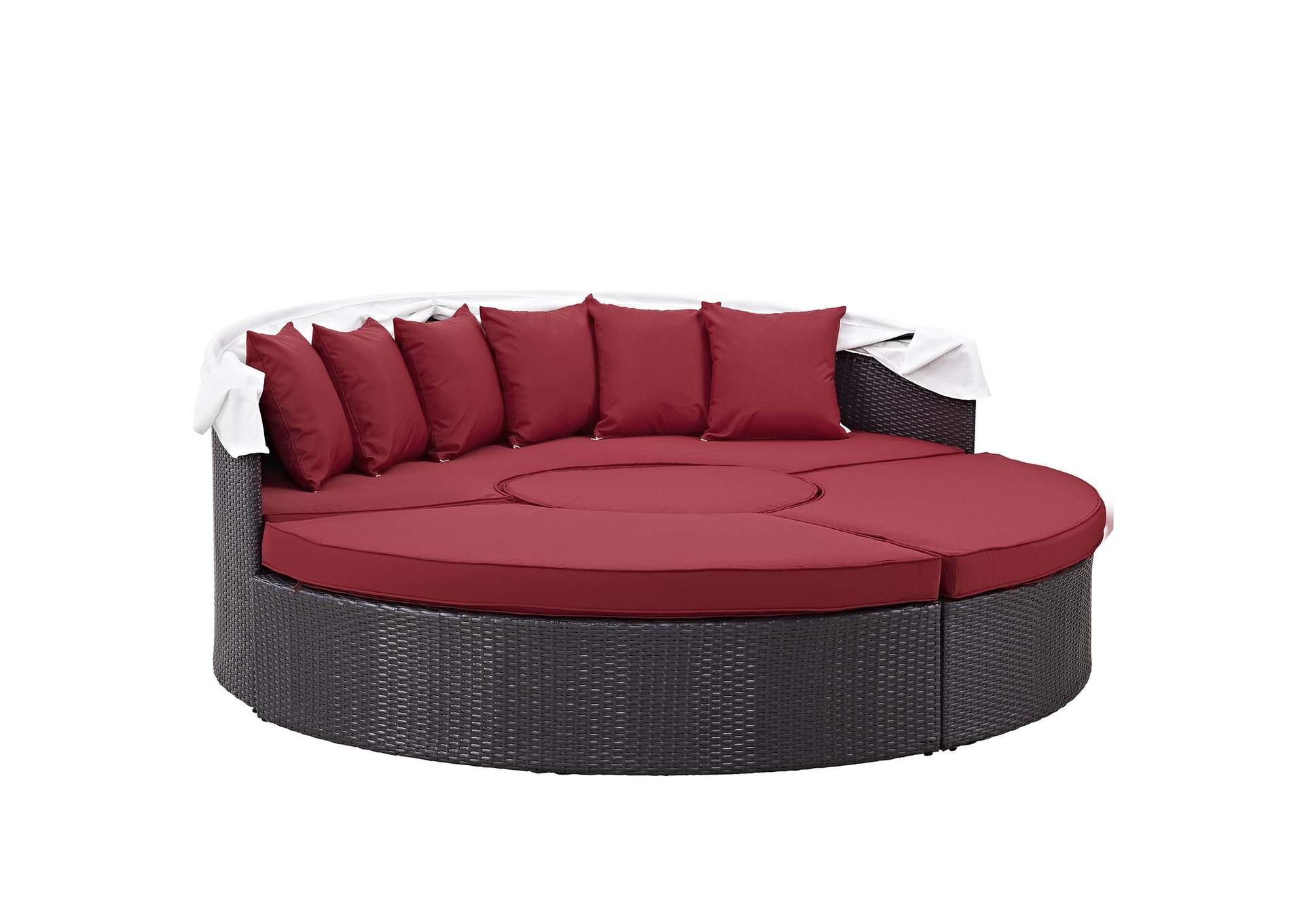 Espresso Red Convene Canopy Outdoor Patio Daybed,Modway