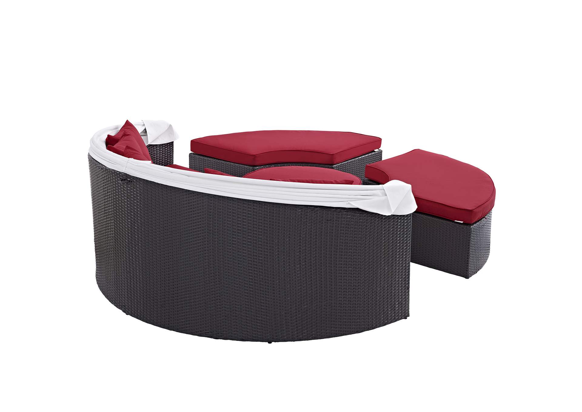 Espresso Red Convene Canopy Outdoor Patio Daybed,Modway