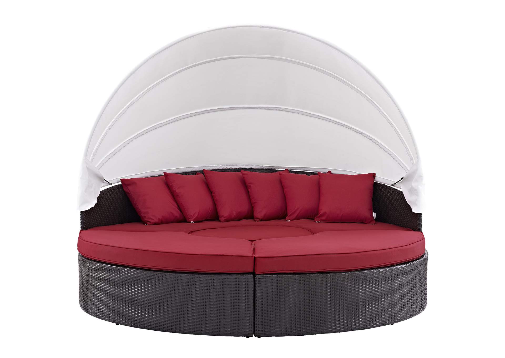 Espresso Red Convene Canopy Outdoor Patio Daybed,Modway