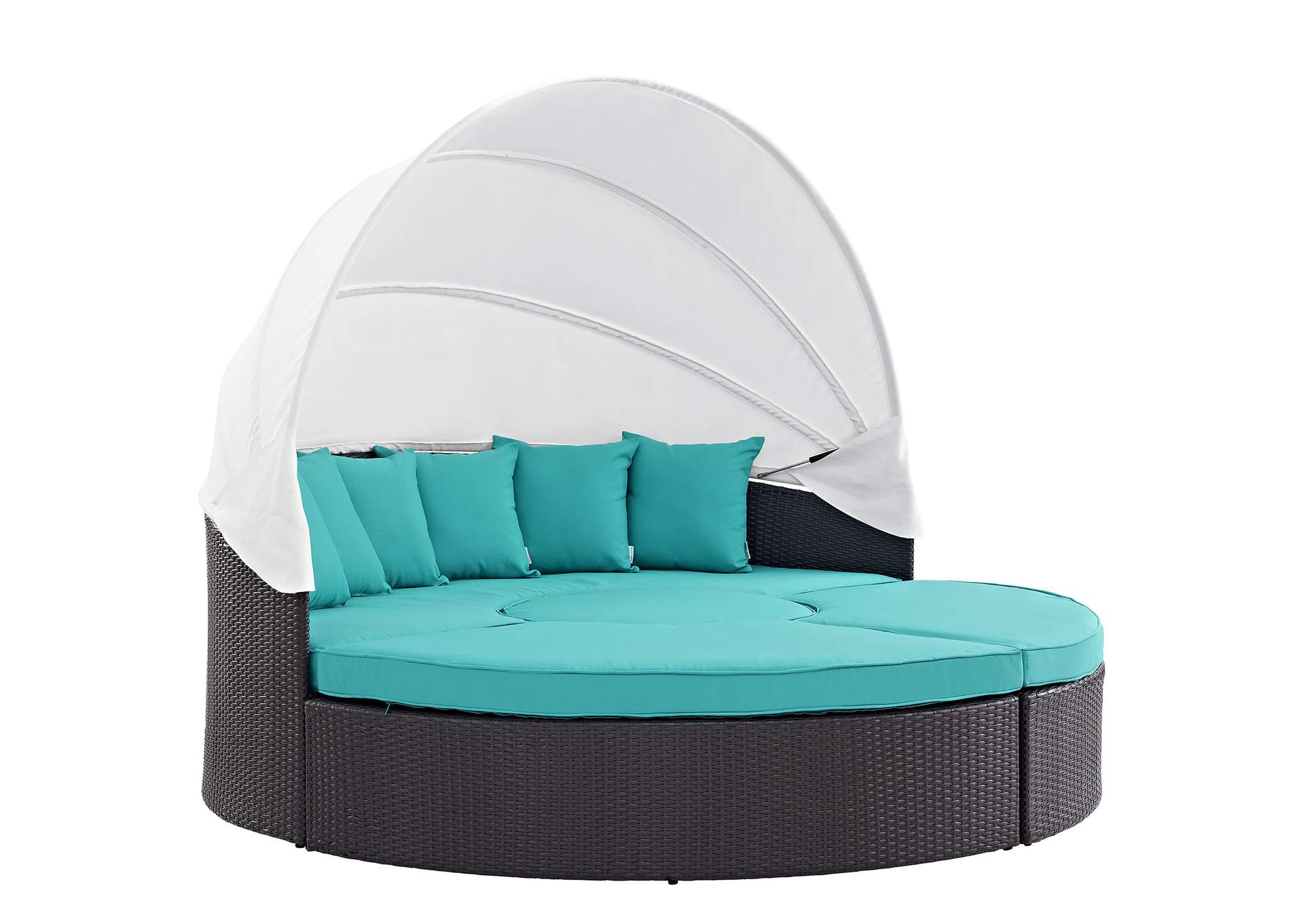 Espresso Turquoise Convene Canopy Outdoor Patio Daybed,Modway
