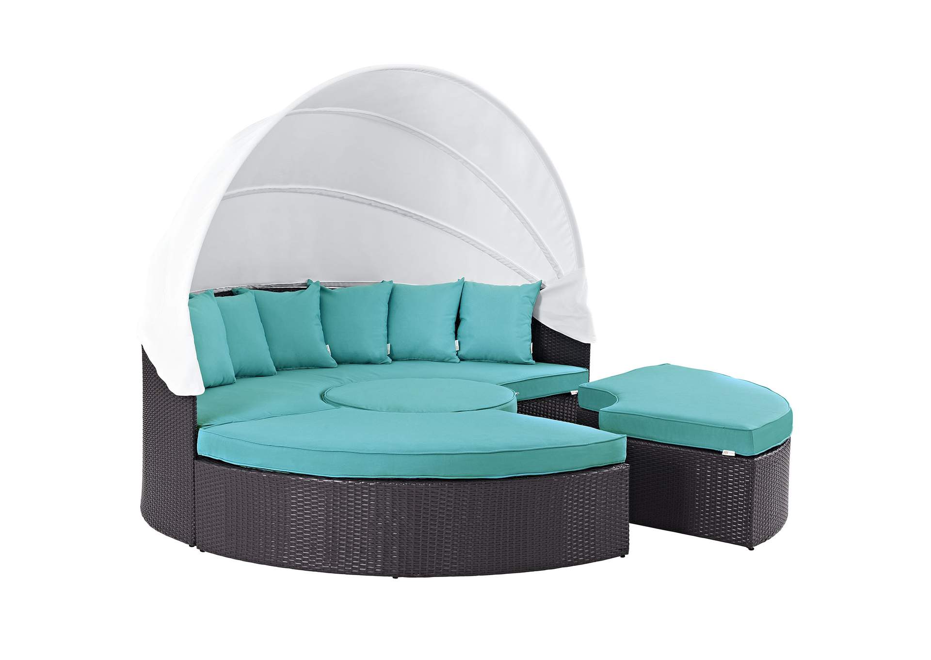 Espresso Turquoise Convene Canopy Outdoor Patio Daybed,Modway