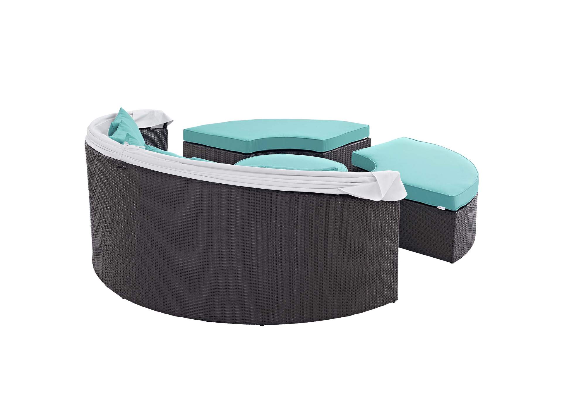 Espresso Turquoise Convene Canopy Outdoor Patio Daybed,Modway