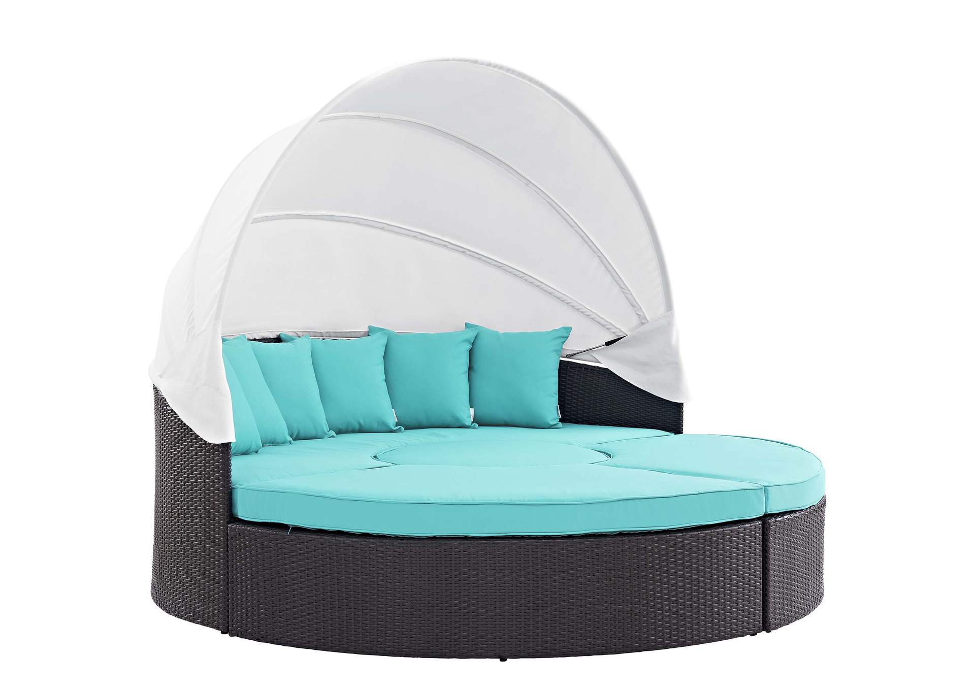 Espresso Turquoise Convene Canopy Outdoor Patio Daybed,Modway