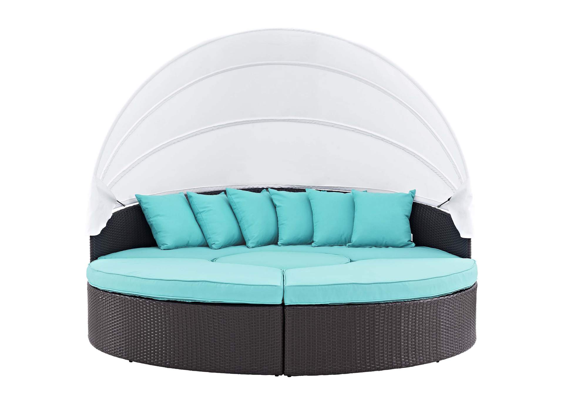 Espresso Turquoise Convene Canopy Outdoor Patio Daybed,Modway