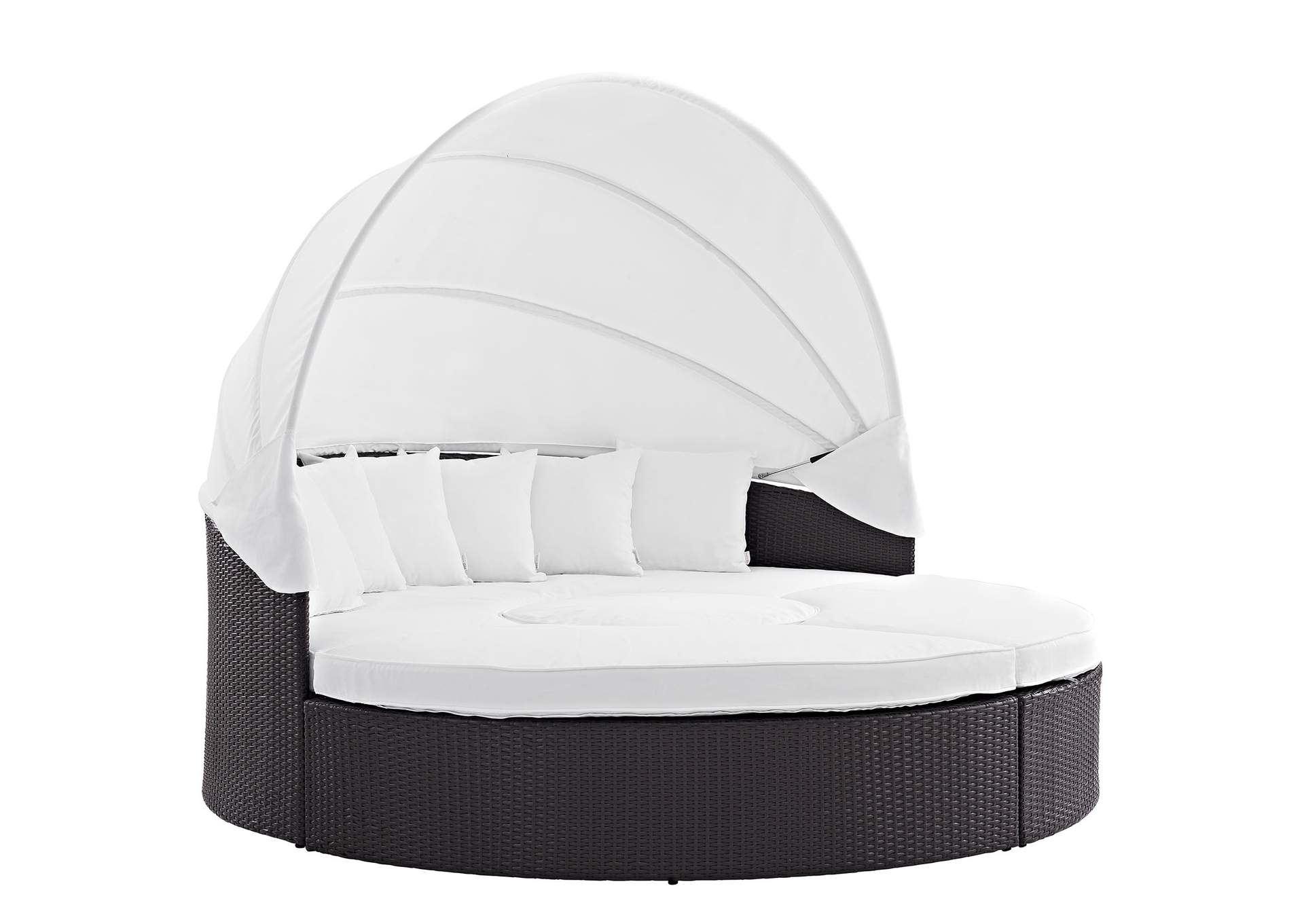 Espresso White Convene Canopy Outdoor Patio Daybed,Modway