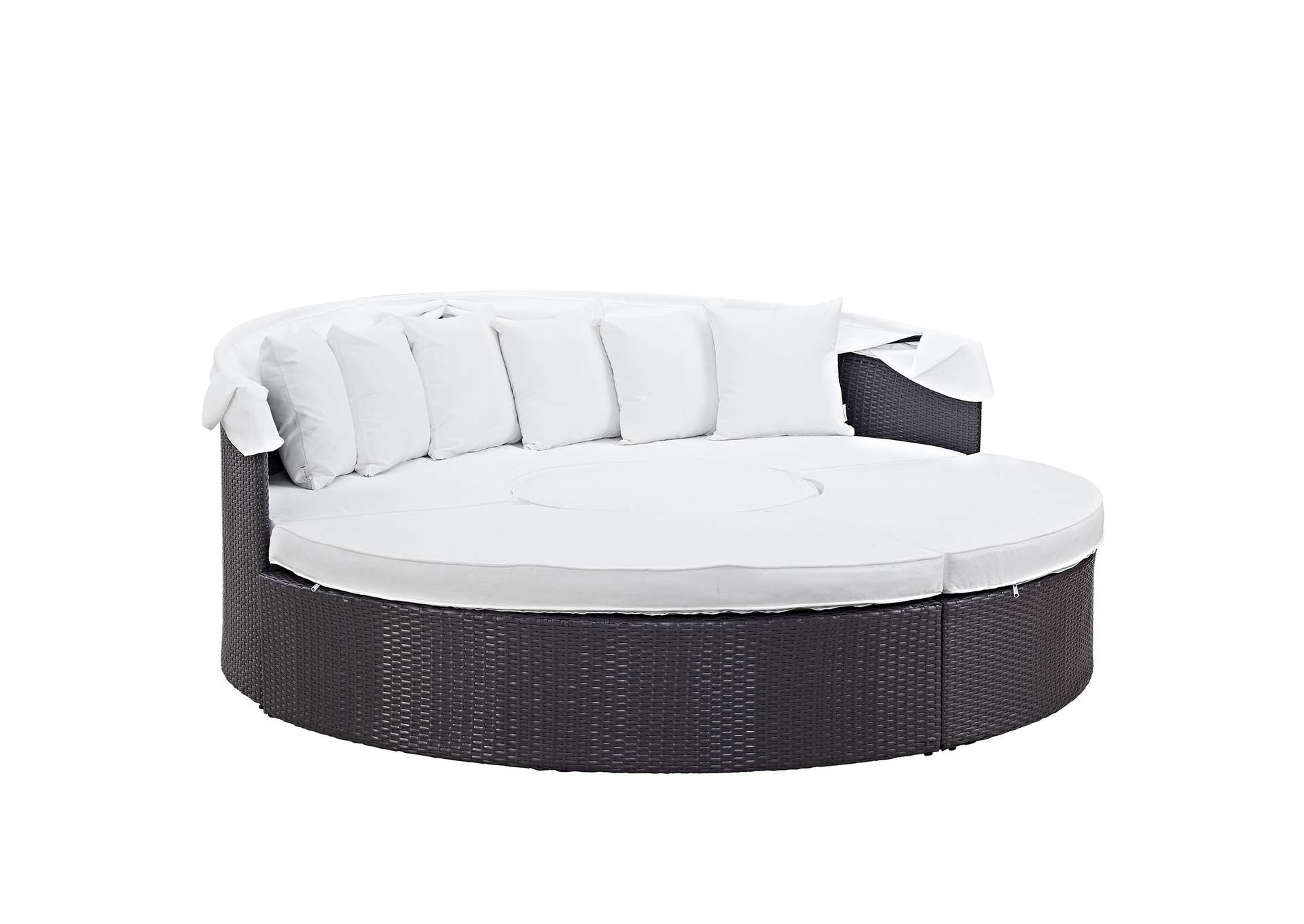 Espresso White Convene Canopy Outdoor Patio Daybed,Modway