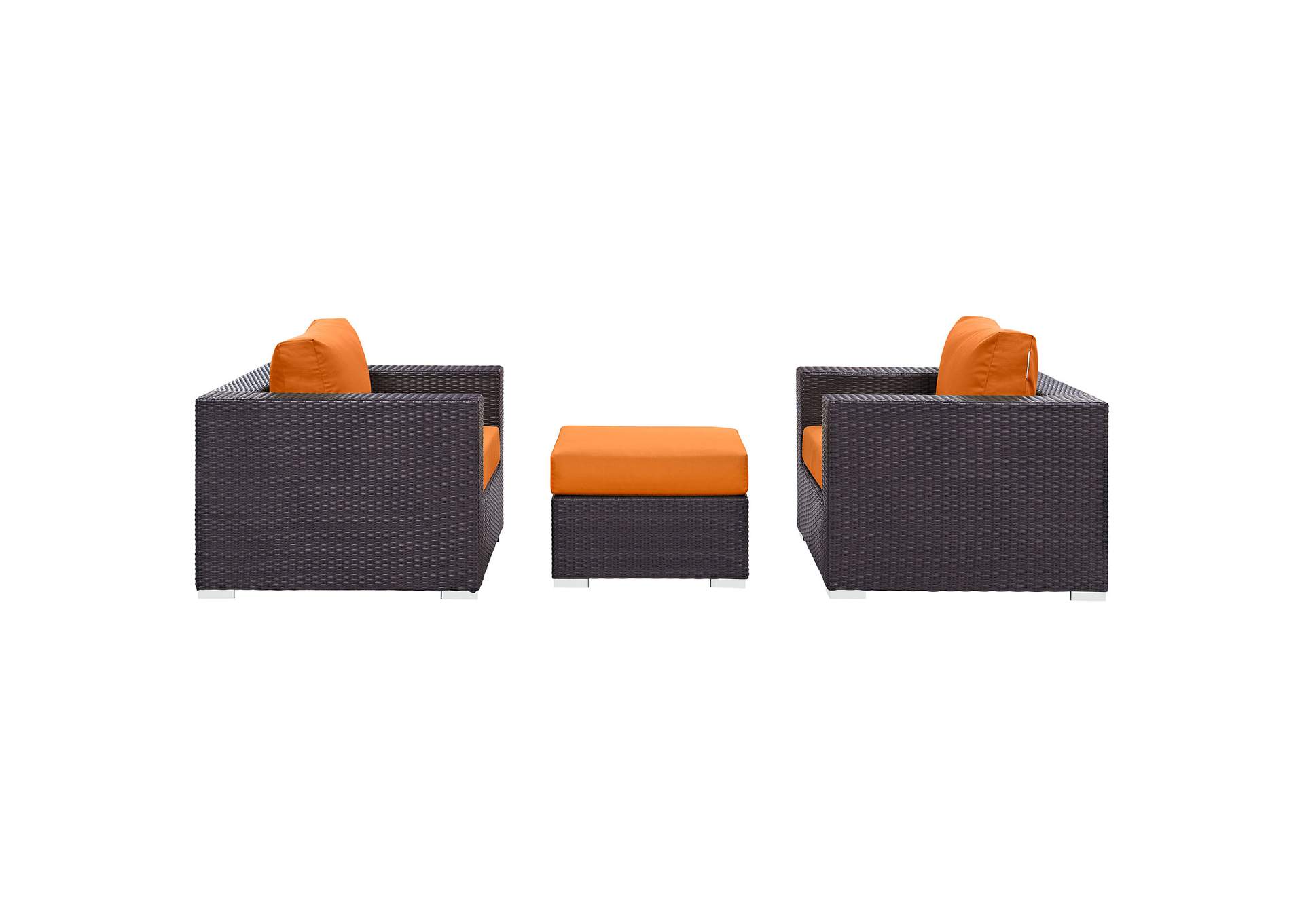 Convene Espresso Orange 3 Piece Outdoor Patio Sofa Set,Modway