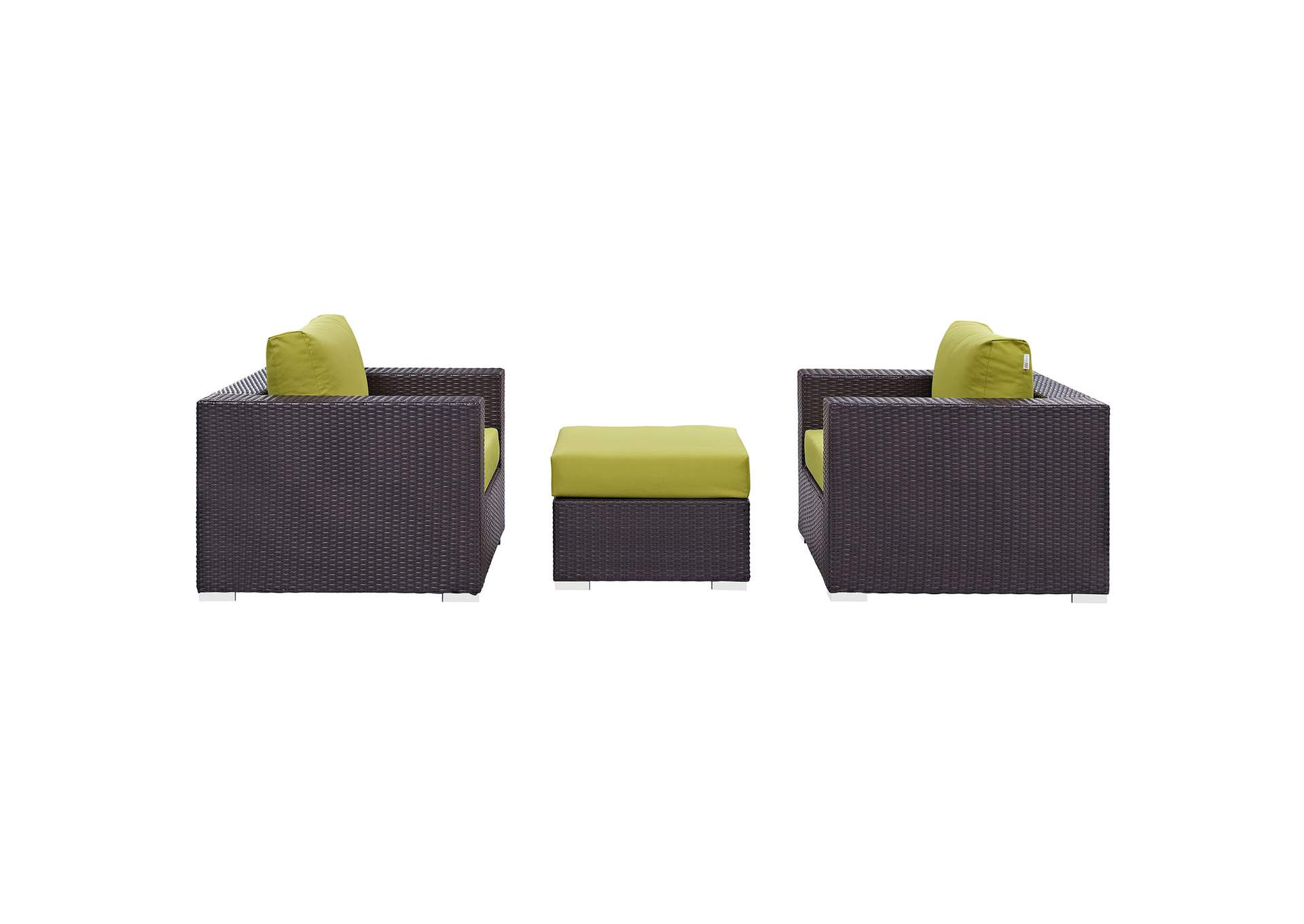 Convene Espresso Peridot 3 Piece Outdoor Patio Sofa Set,Modway