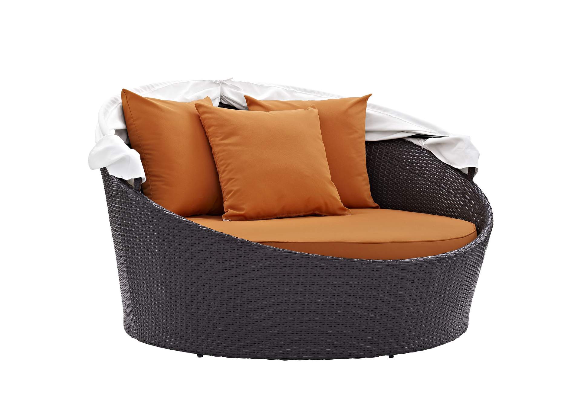 Espresso Orange Convene Canopy Outdoor Patio Daybed,Modway