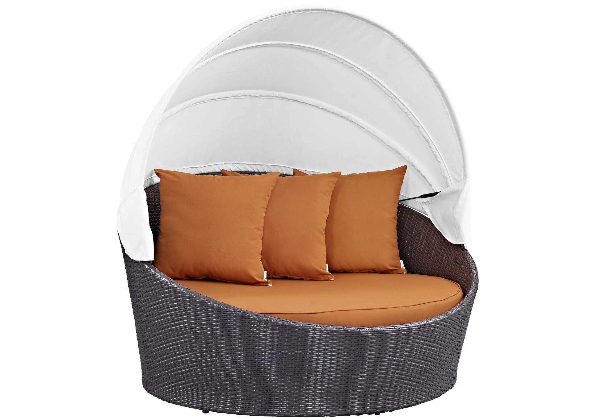 Espresso Orange Convene Canopy Outdoor Patio Daybed,Modway