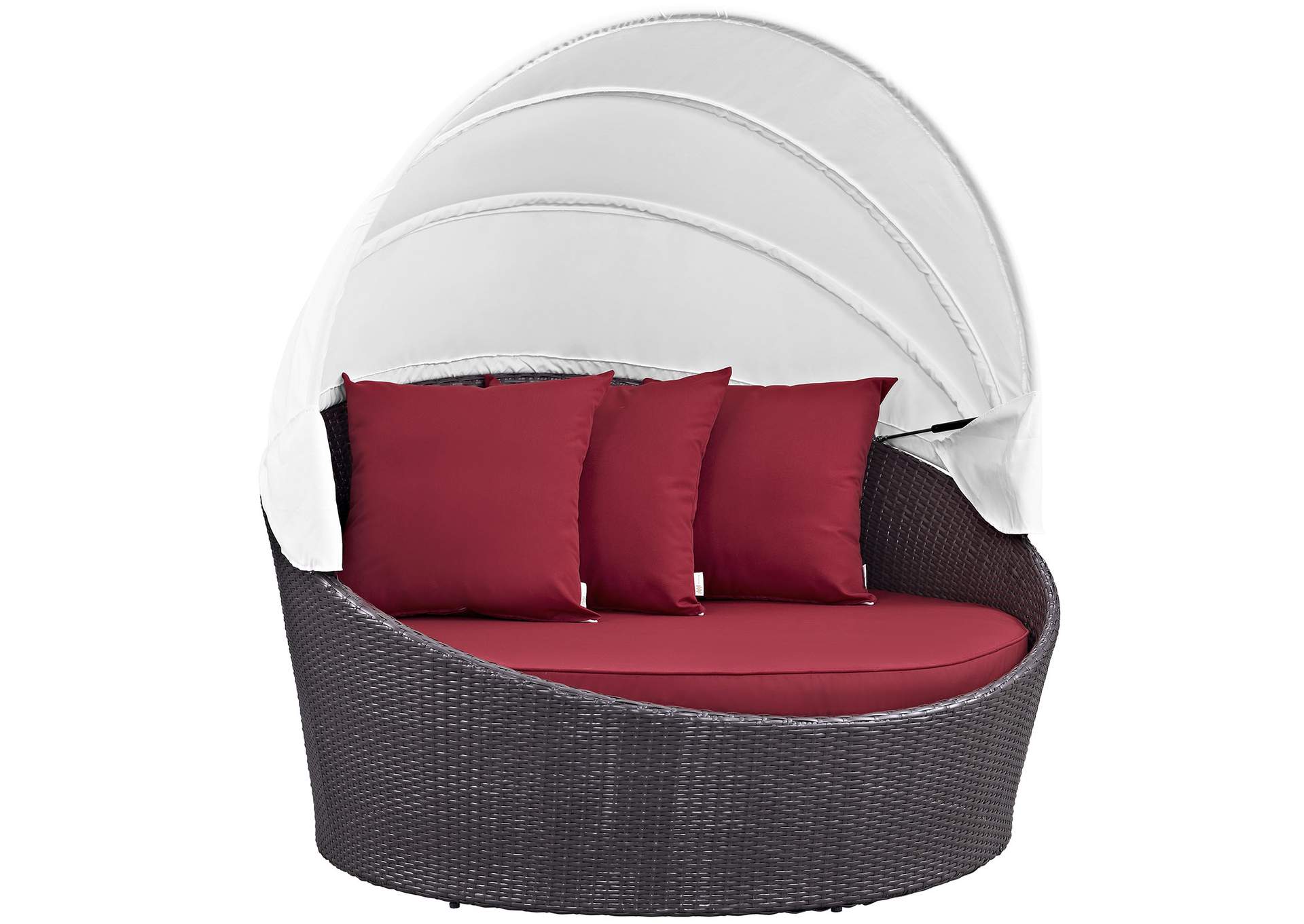 Espresso Red Convene Canopy Outdoor Patio Daybed,Modway