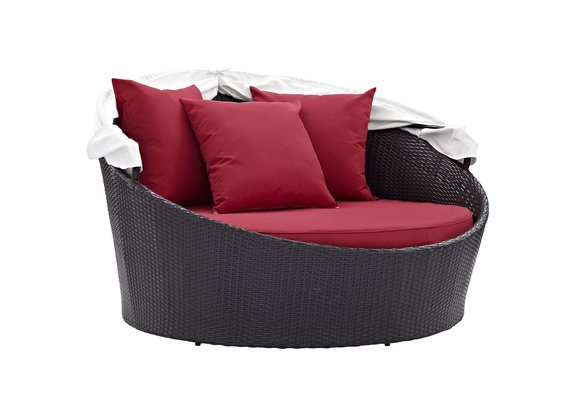 Espresso Red Convene Canopy Outdoor Patio Daybed,Modway